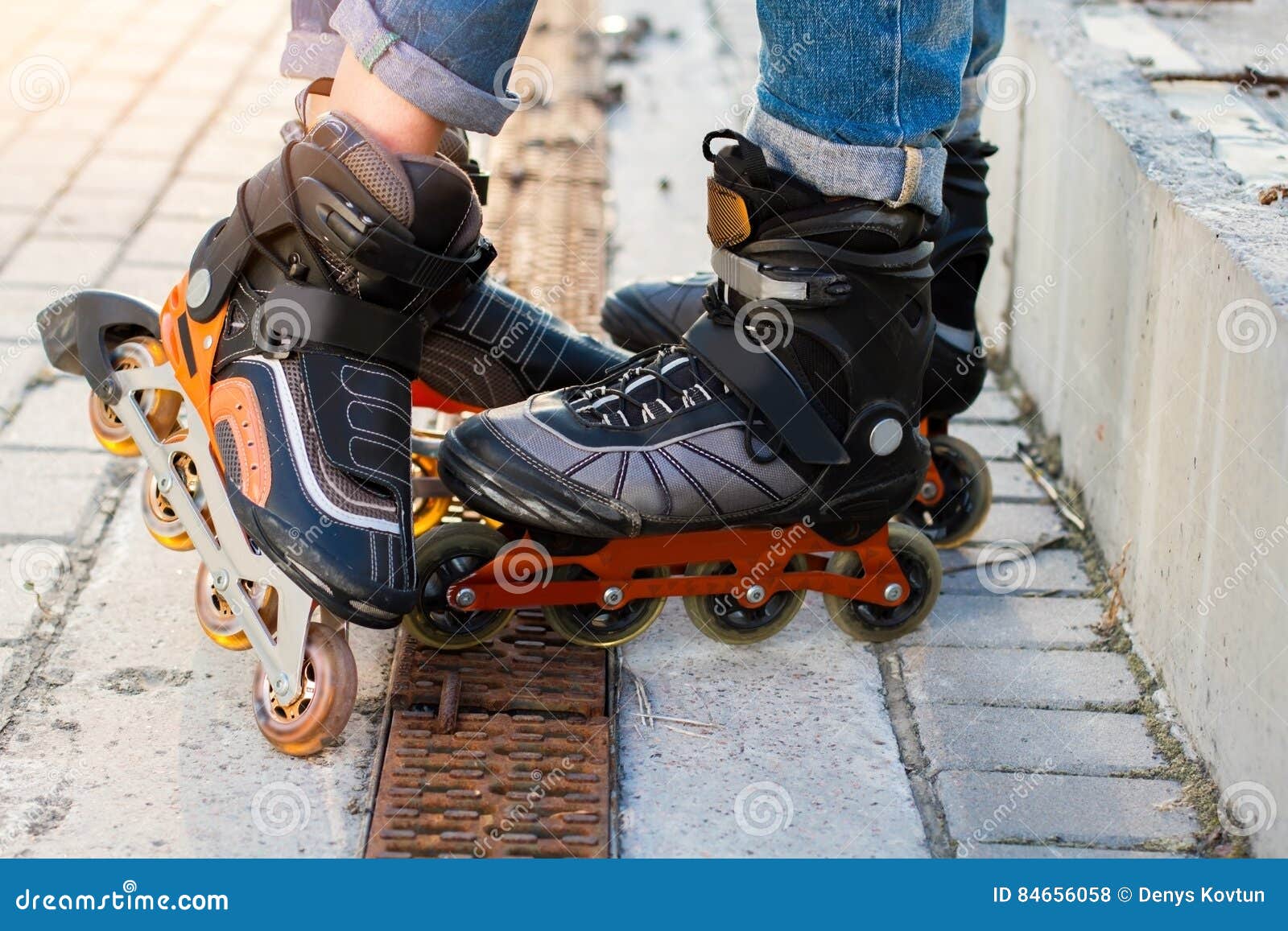 Feet on rollerblades. stock photo. Image of fitness, recreation 84656058
