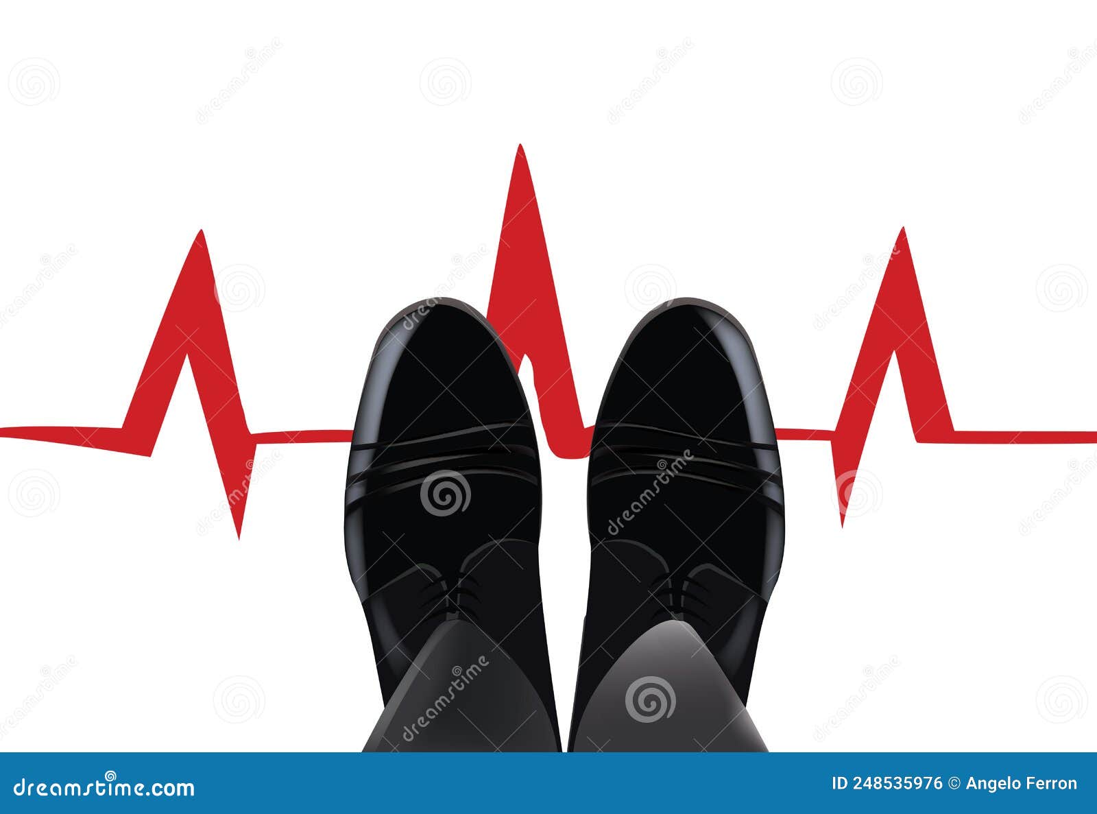 feet with shiny shoes above market chart-