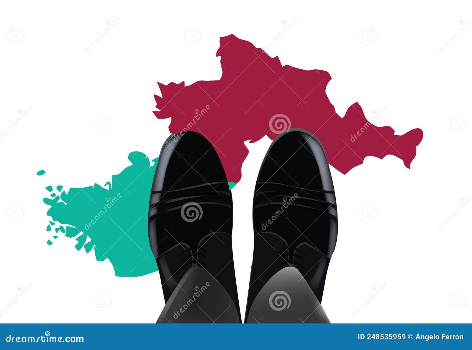 feet with shiny shoes over north korea-