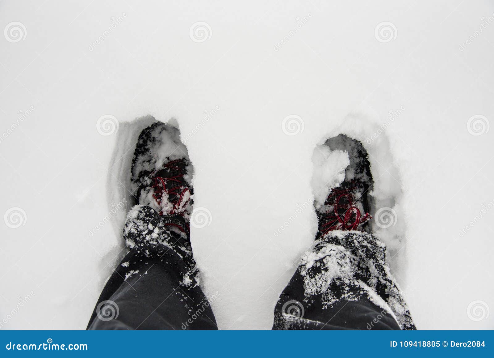 Feet in the Snow Up To the Knees, Conception. Winter Season, Snowstorms ...
