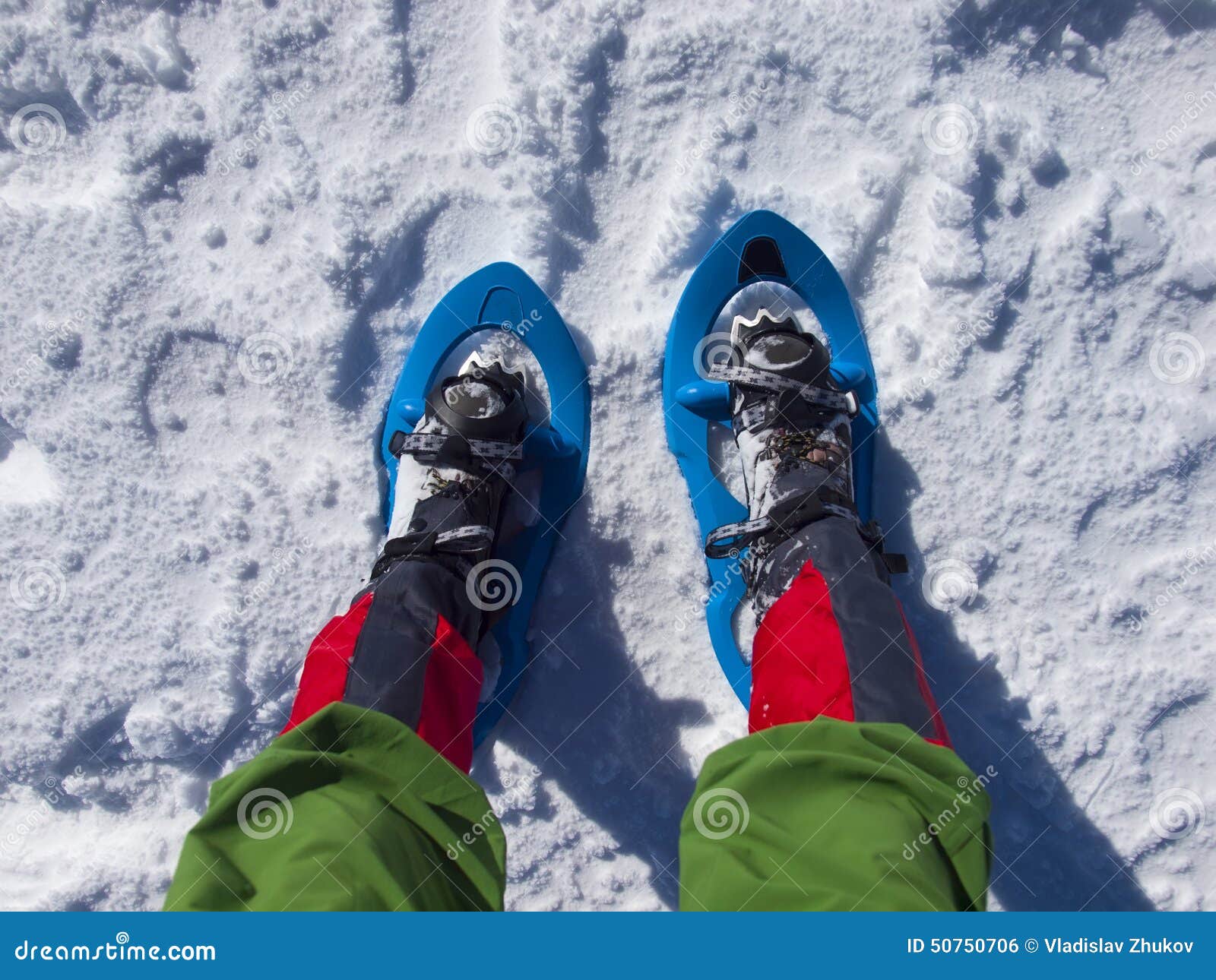 Feet in snowshoes. stock photo. Image of cold, gear, expedition 50750706