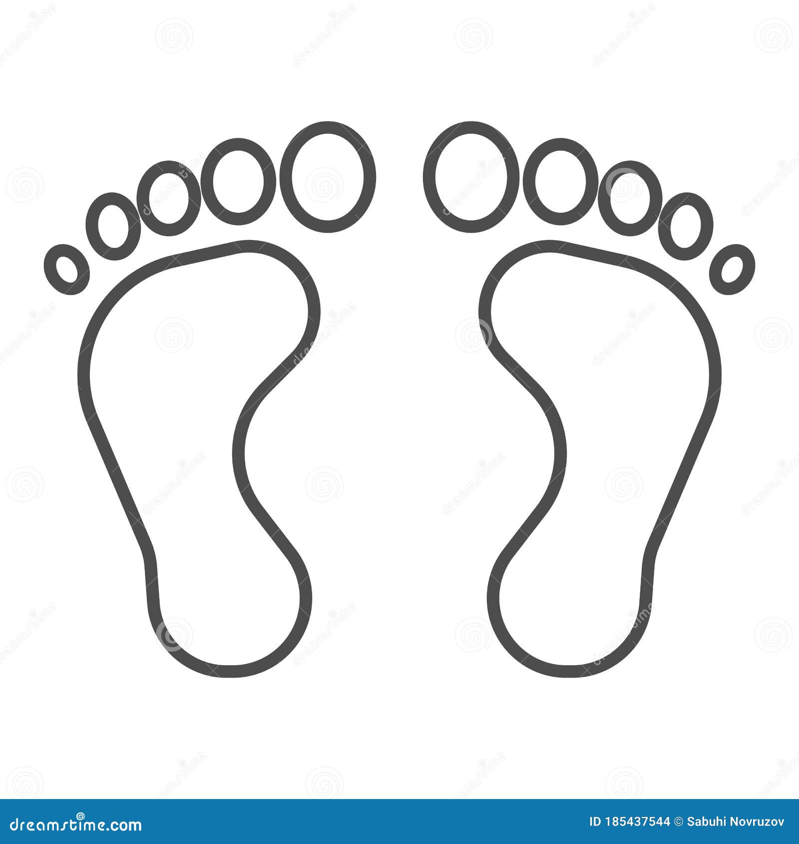 Feet Thin Line Icon, Human Body Concept, Bare Foot Print Sign on White ...