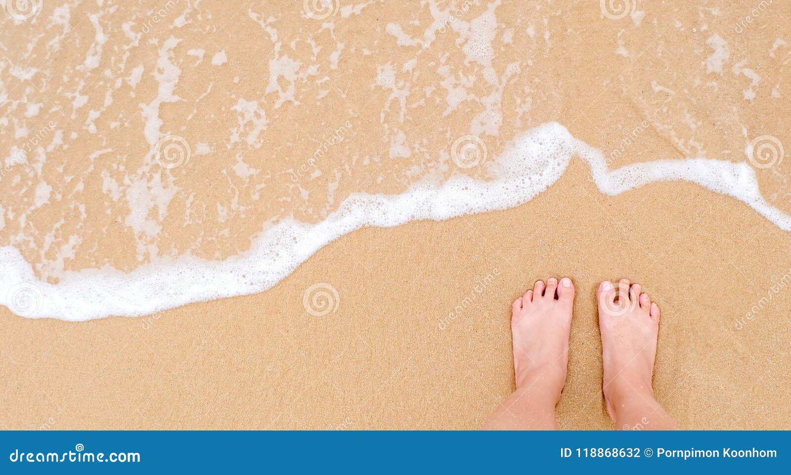 Feet of a Woman on Sandy Beach Stock Photo - Image of footwear, emotion ...