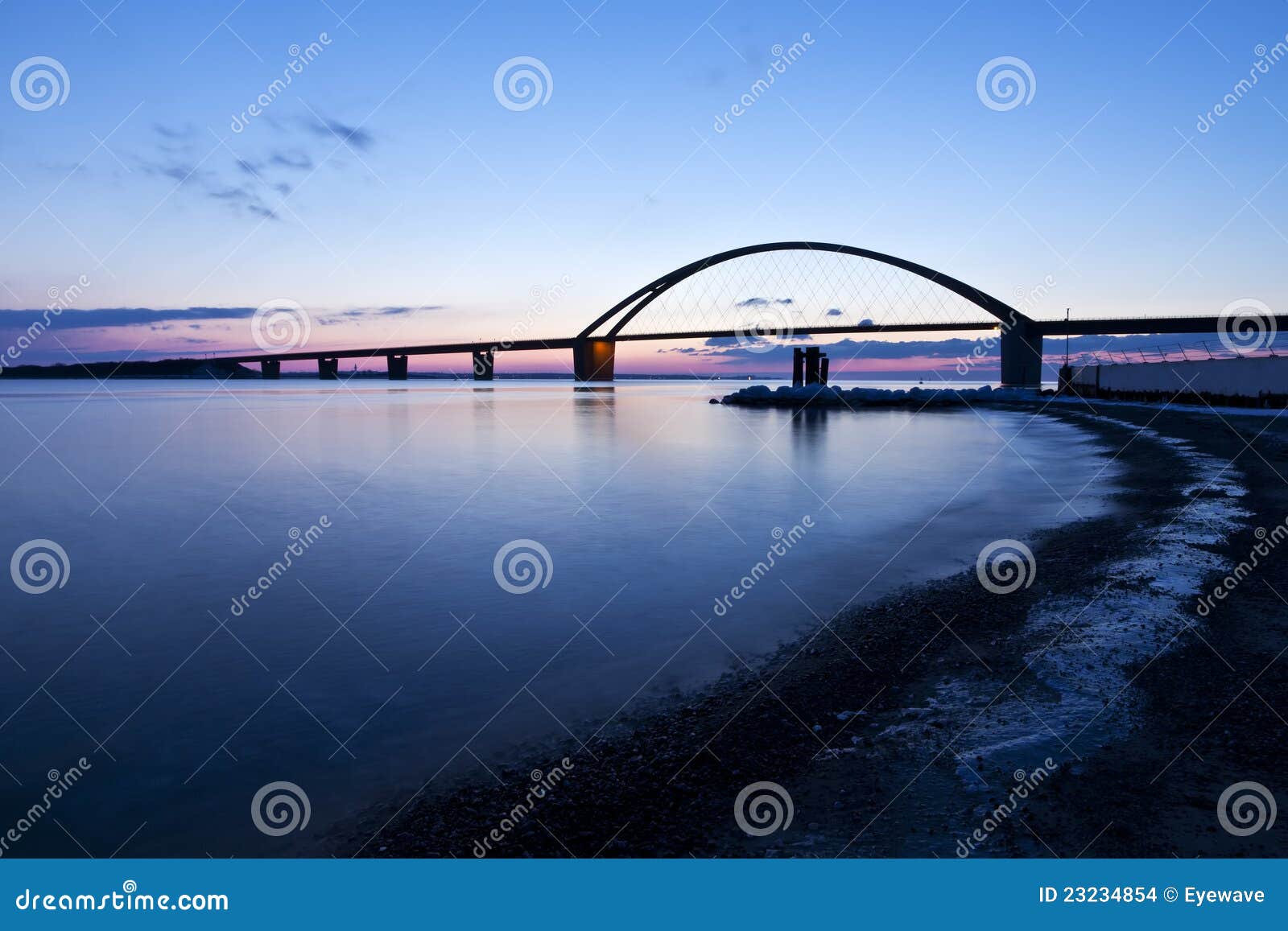 Fehmarn Sound Bridge at Dusk Stock Photo Image of schleswig, fehmarn