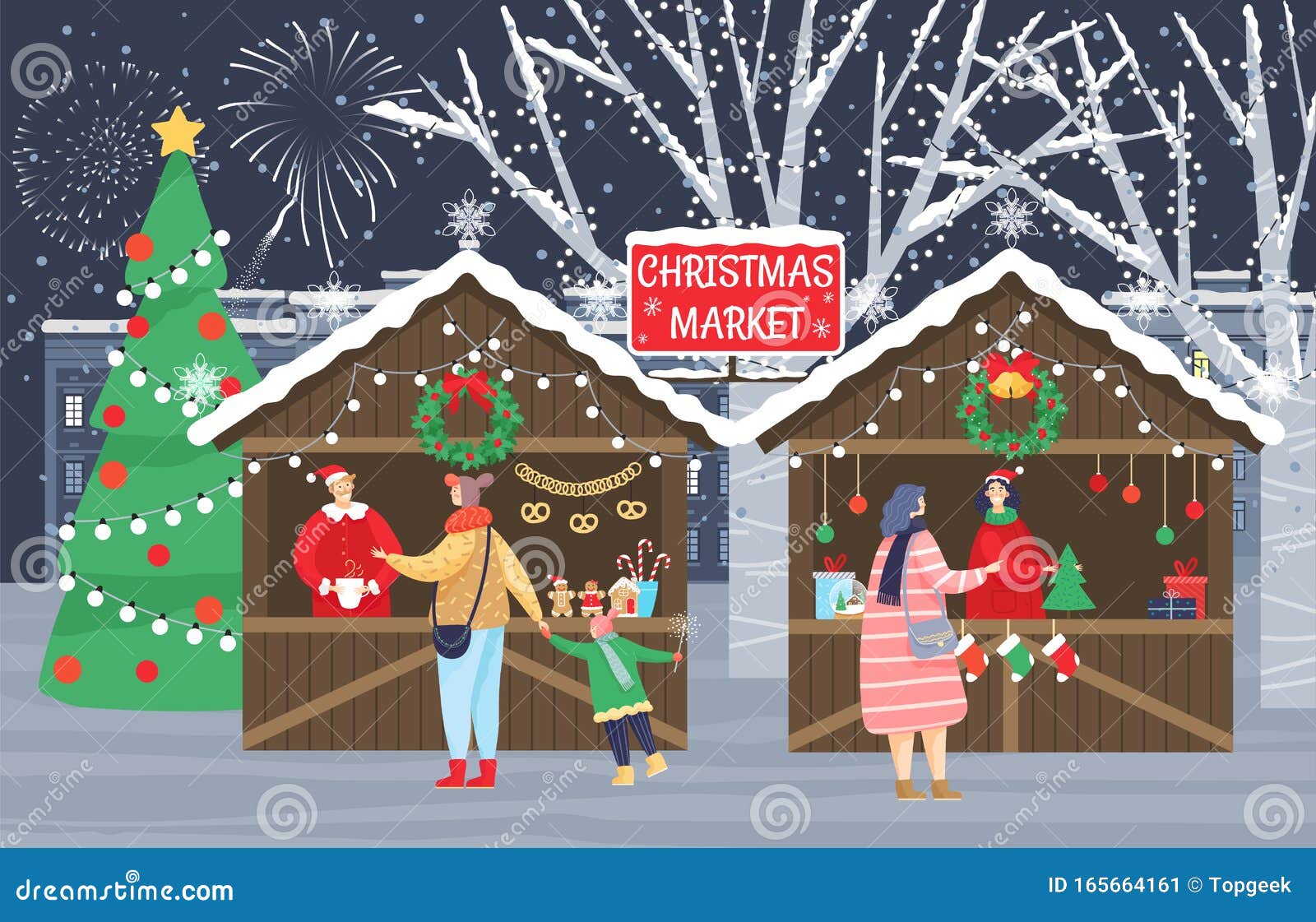 Feira De Natal Ou Mercado, As Pessoas Preparam-se Para O Natal Ilustração  do Vetor - Ilustração de preparar, doces: 165664161