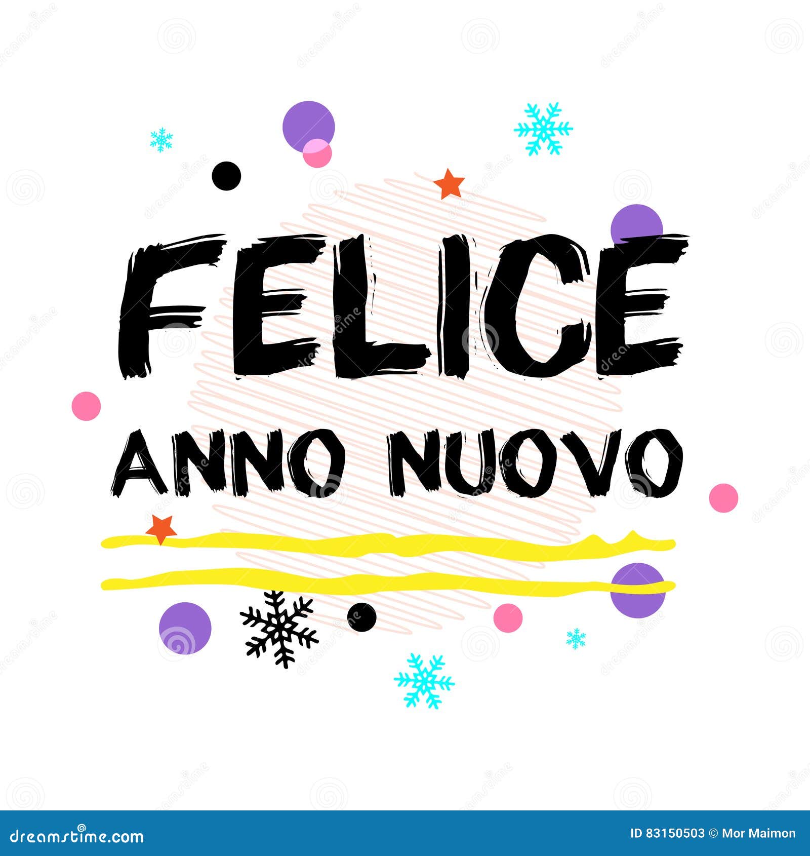 FELICE ANNO NUOVO Saludo Italiano De La Feliz Año Nuevo Arte Tipográfico  Negro Del Vector Ilustración del Vector - Ilustración de snowflakes,  etiqueta: 83150503