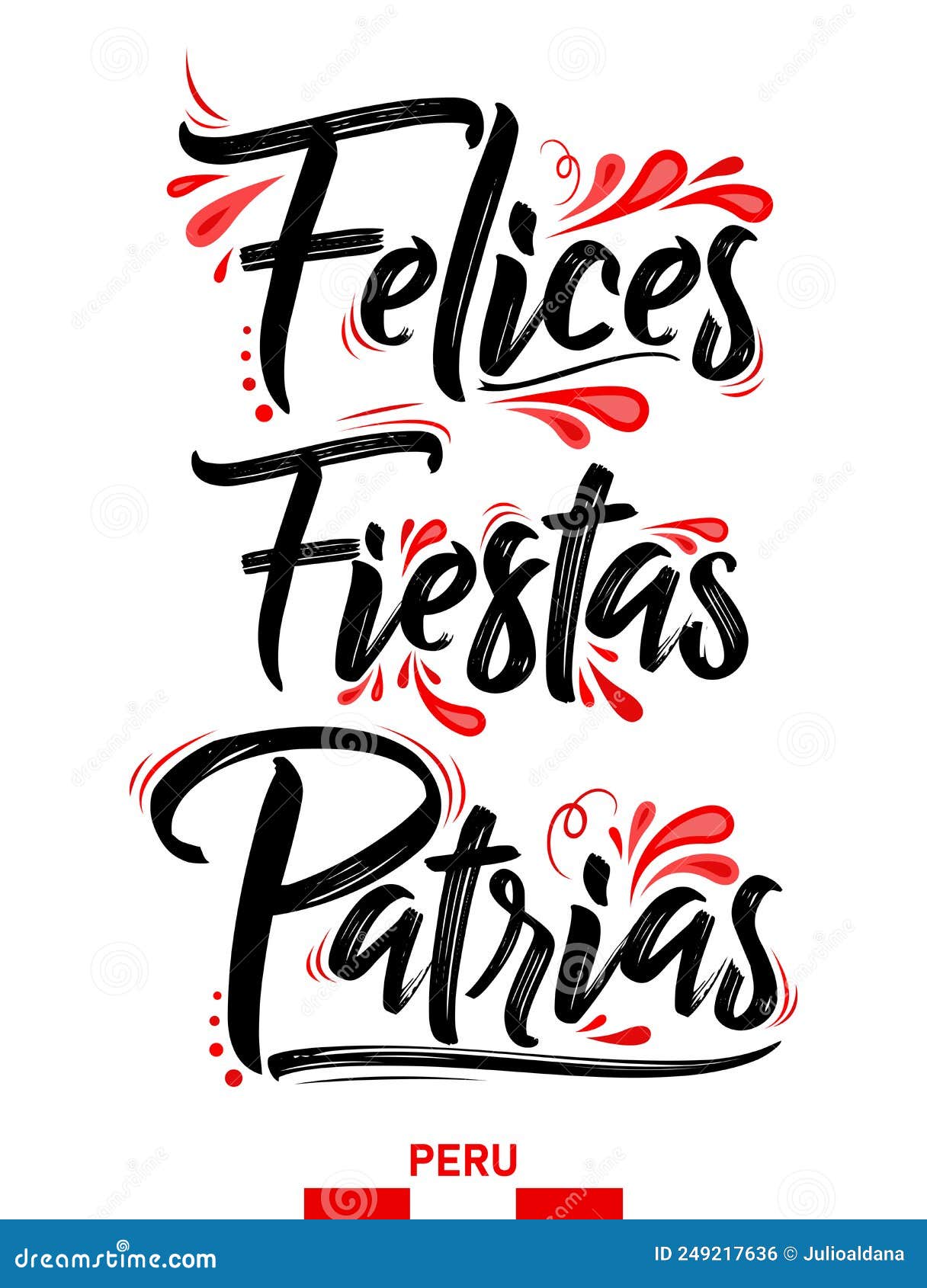 felices fiestas patrias, happy national holidays spanish text, peruvian theme patriotic celebration.
