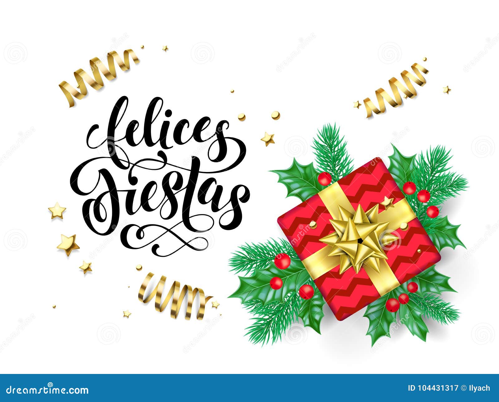Vector Christmas tree ho Royalty Free Vector Download Felices Fiestas Spanish Happy Holidays Calligraphy Hand Drawn Text For Greeting Card Background
