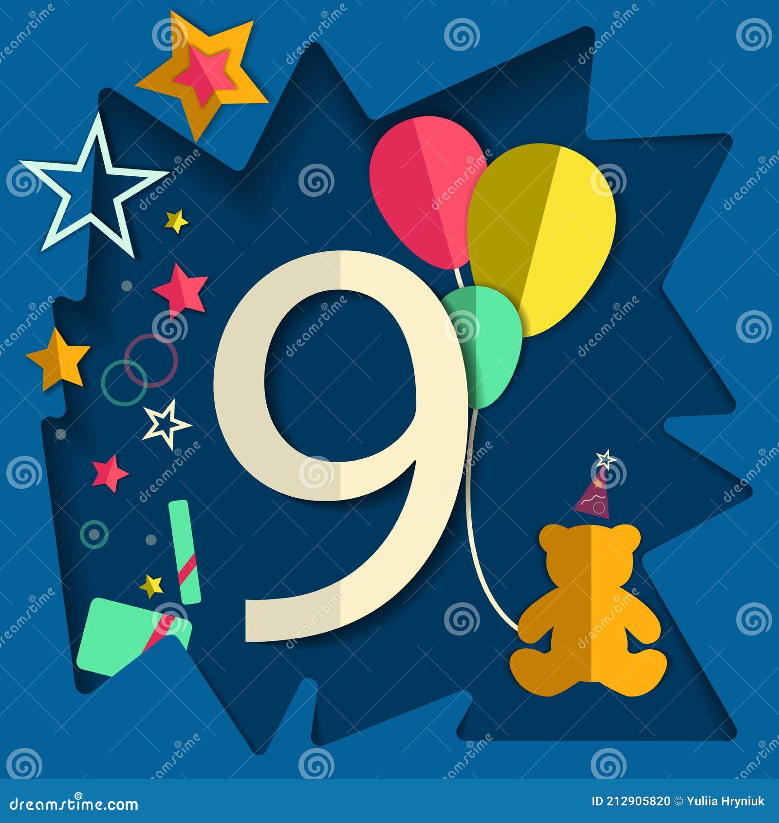 Felicitaties Voor Gelukkige Verjaardag 9 Jaar 9 Maanden Vector Illustratie - Illustration Of Cadeau, Viering: 212905820