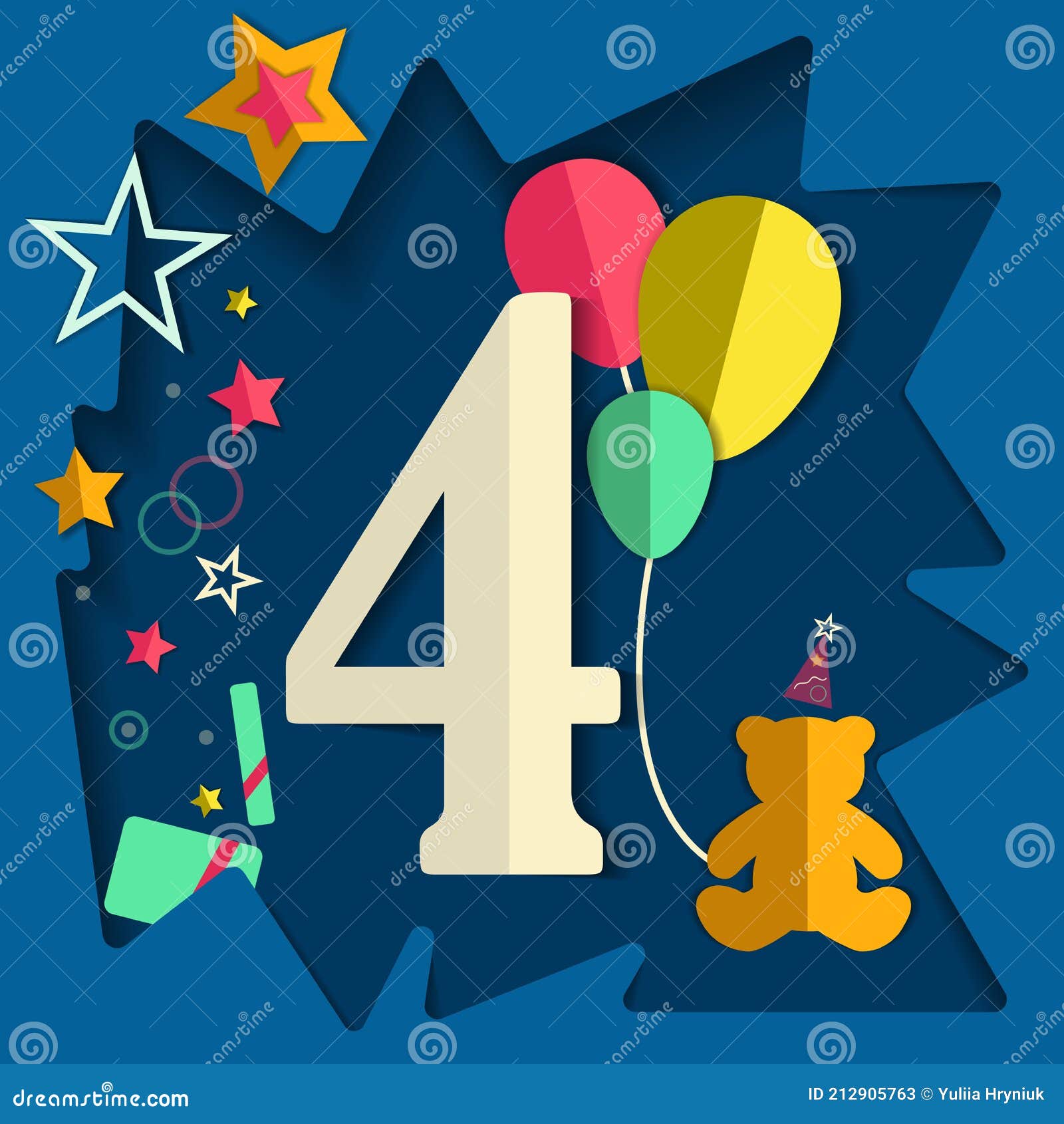Felicitaties Voor Gelukkige Verjaardag 4 Jaar 4 Maanden Vector Illustratie - Illustration Of Gelukkig, Symbool: 212905763