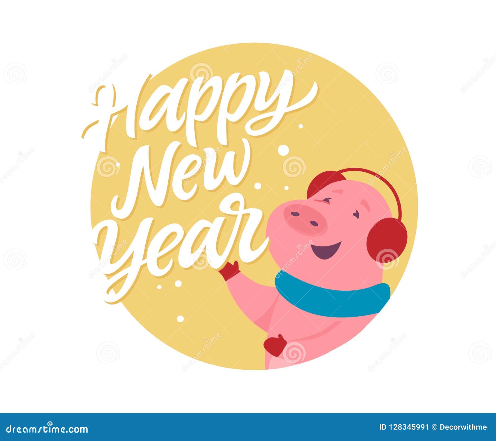 Feliz Año Nuevo - Ejemplo Moderno Del Personaje De Dibujos Animados  Ilustración del Vector - Ilustración de diciembre, feliz: 128345991