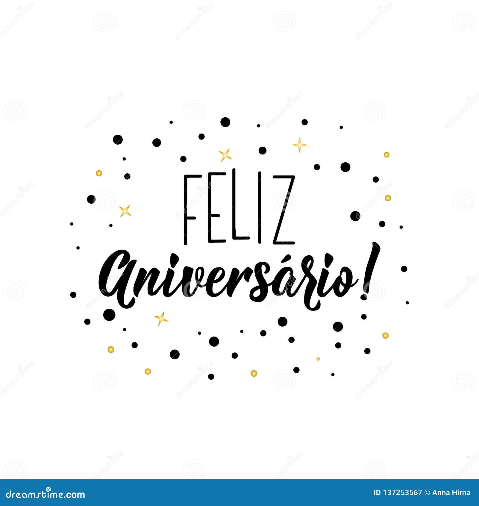 Vetores de Feliz Cumpleanos Traduzido Feliz Aniversário Em Texto