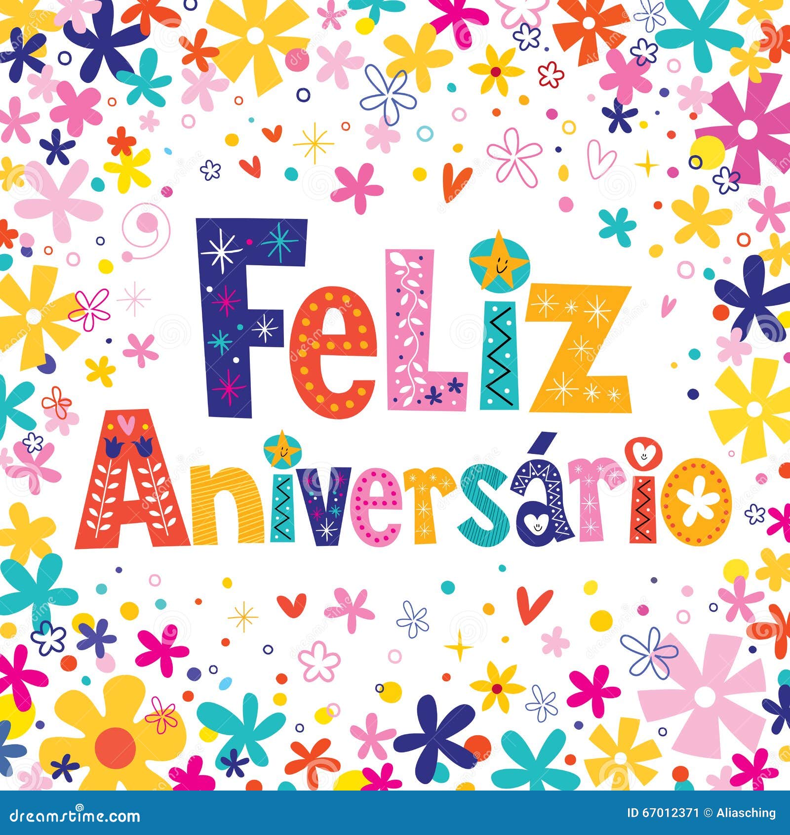 Feliz Aniversario Portuguese Happy Birthday Card Illustration Megapixl
