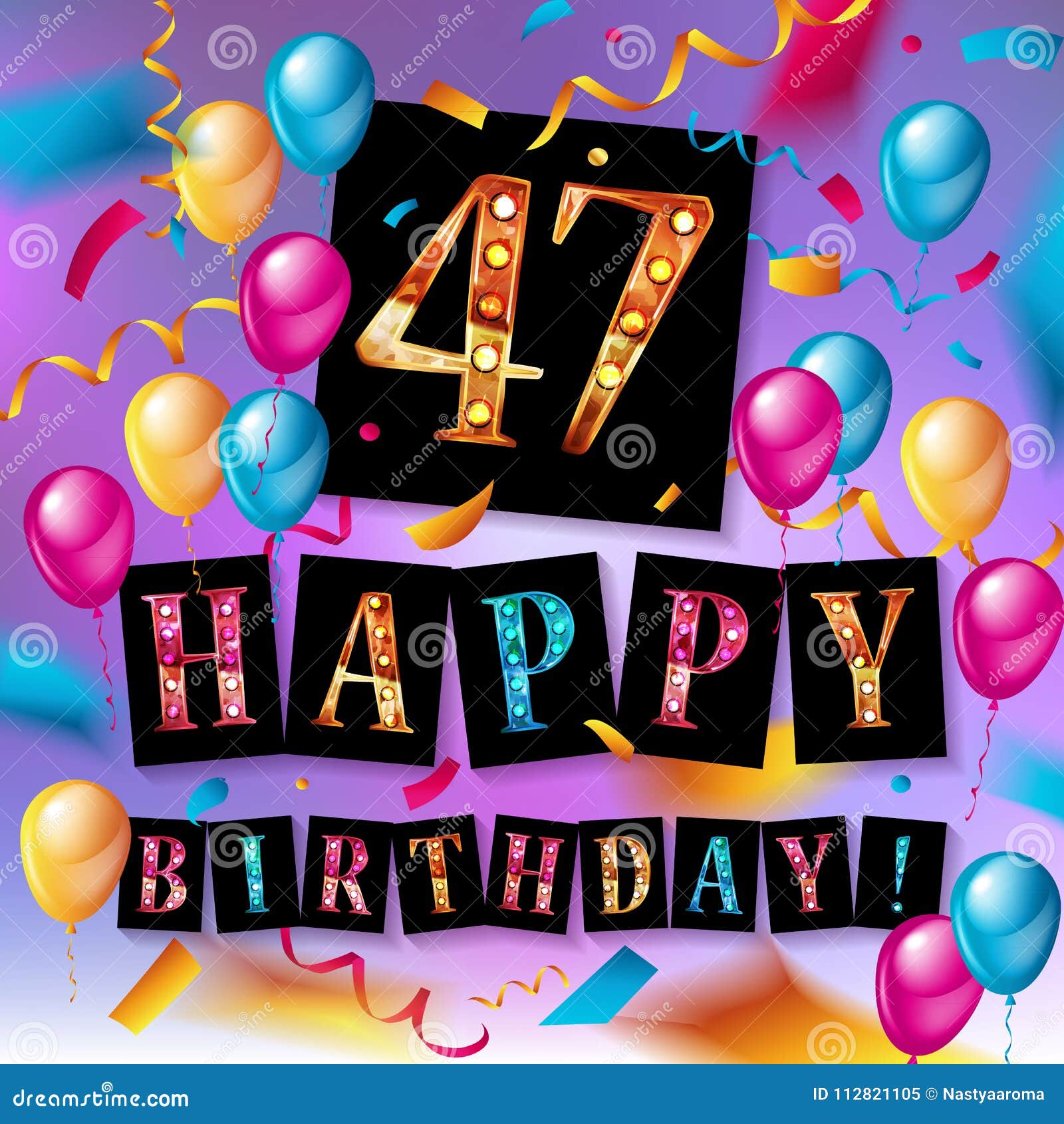 Feliz Cumpleaños 47 Años De Aniversario Stock de ilustración - Ilustración  de lindo, globos: 112821105