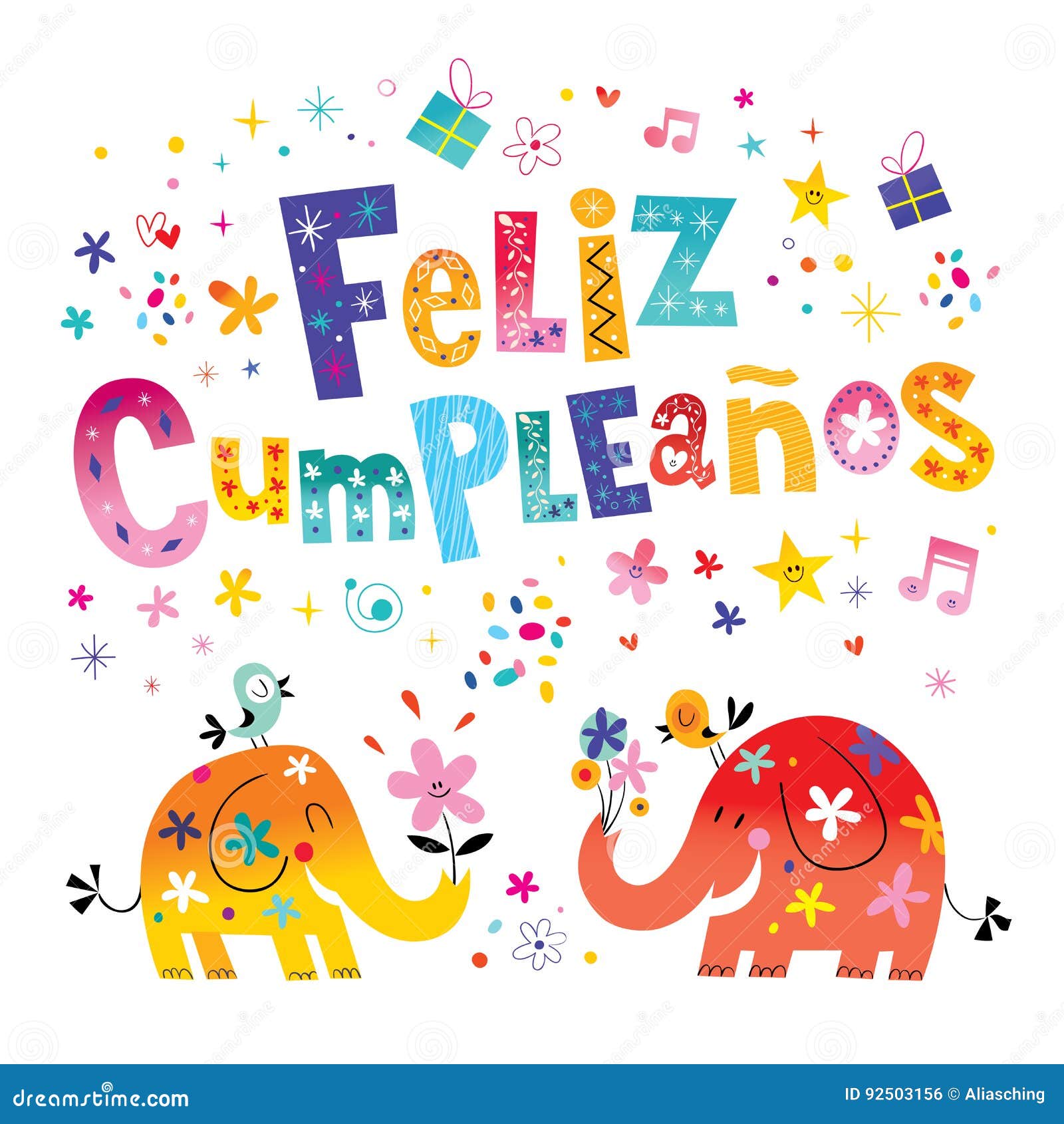 feliz cumpleanos happy birthday in spanish greeting card