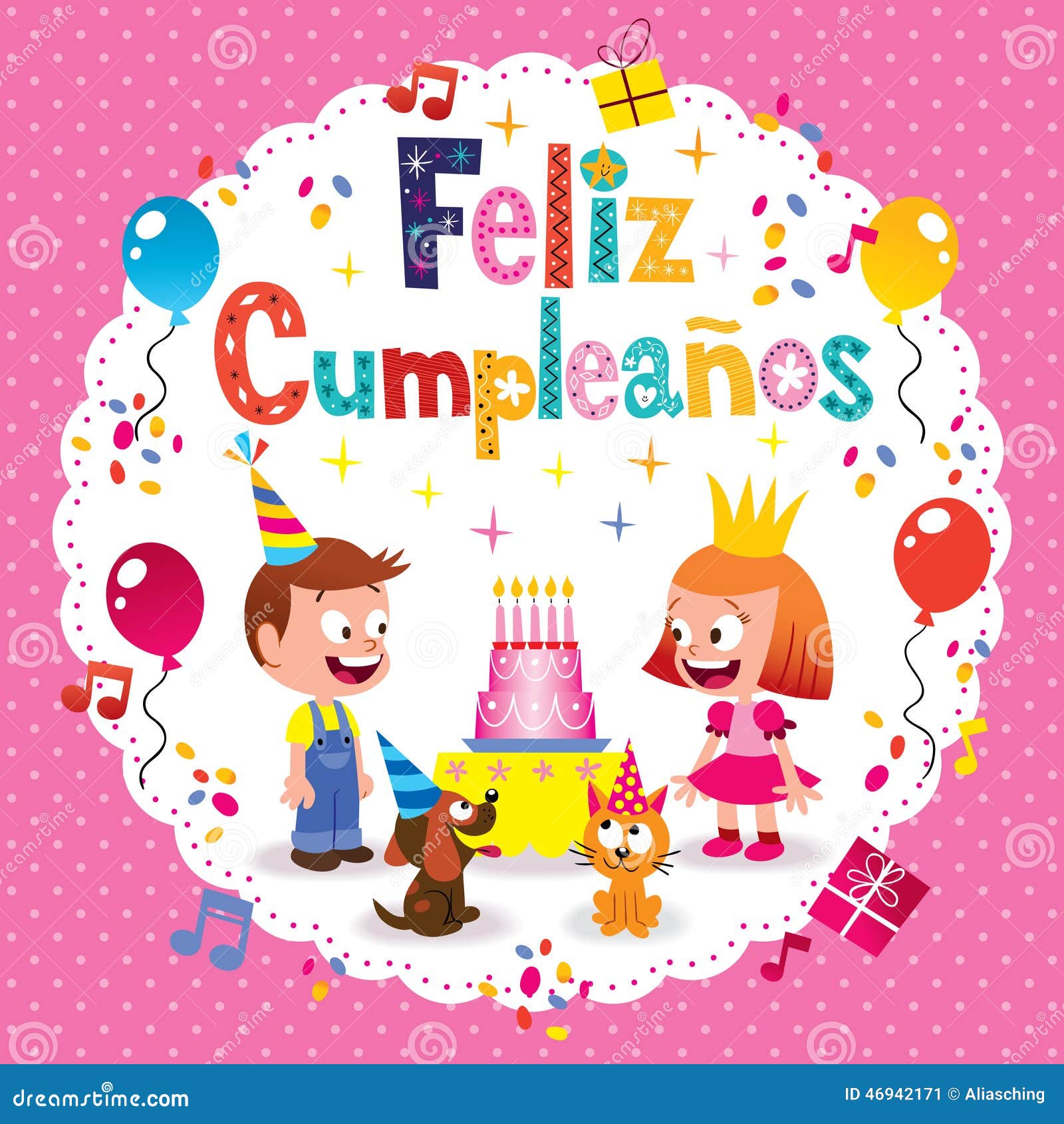 feliz cumpleanos - happy birthday in spanish kids card