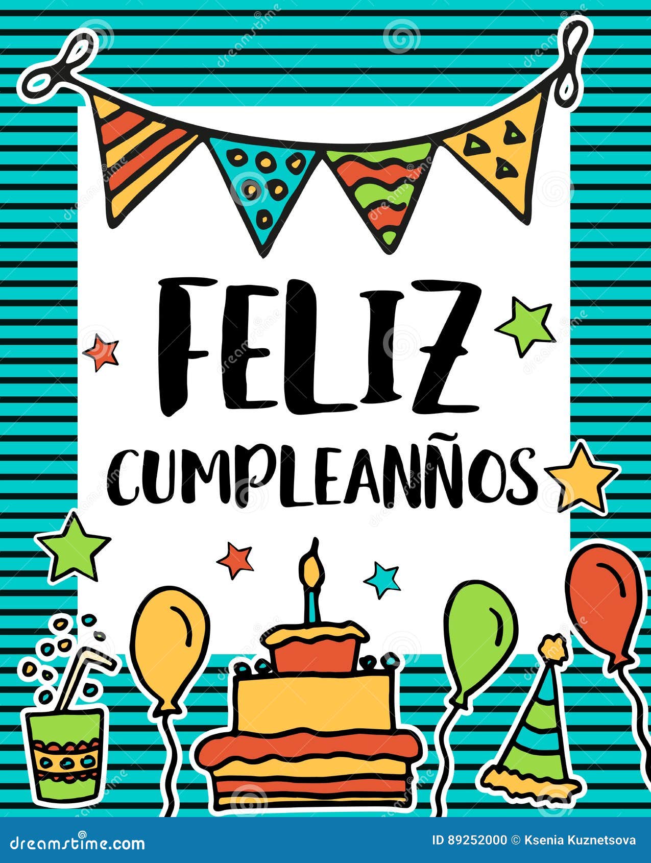 feliz cumpleanos, happy birthday in spanish language, poster