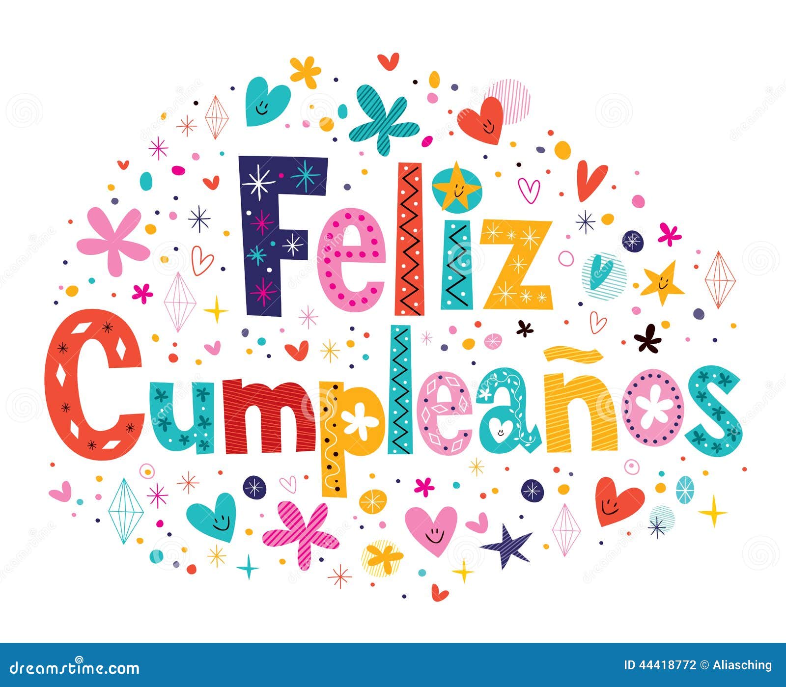 Feliz Cumpleanos Happy Birthday In Spanish Vector Illustration Cartoondealer Com