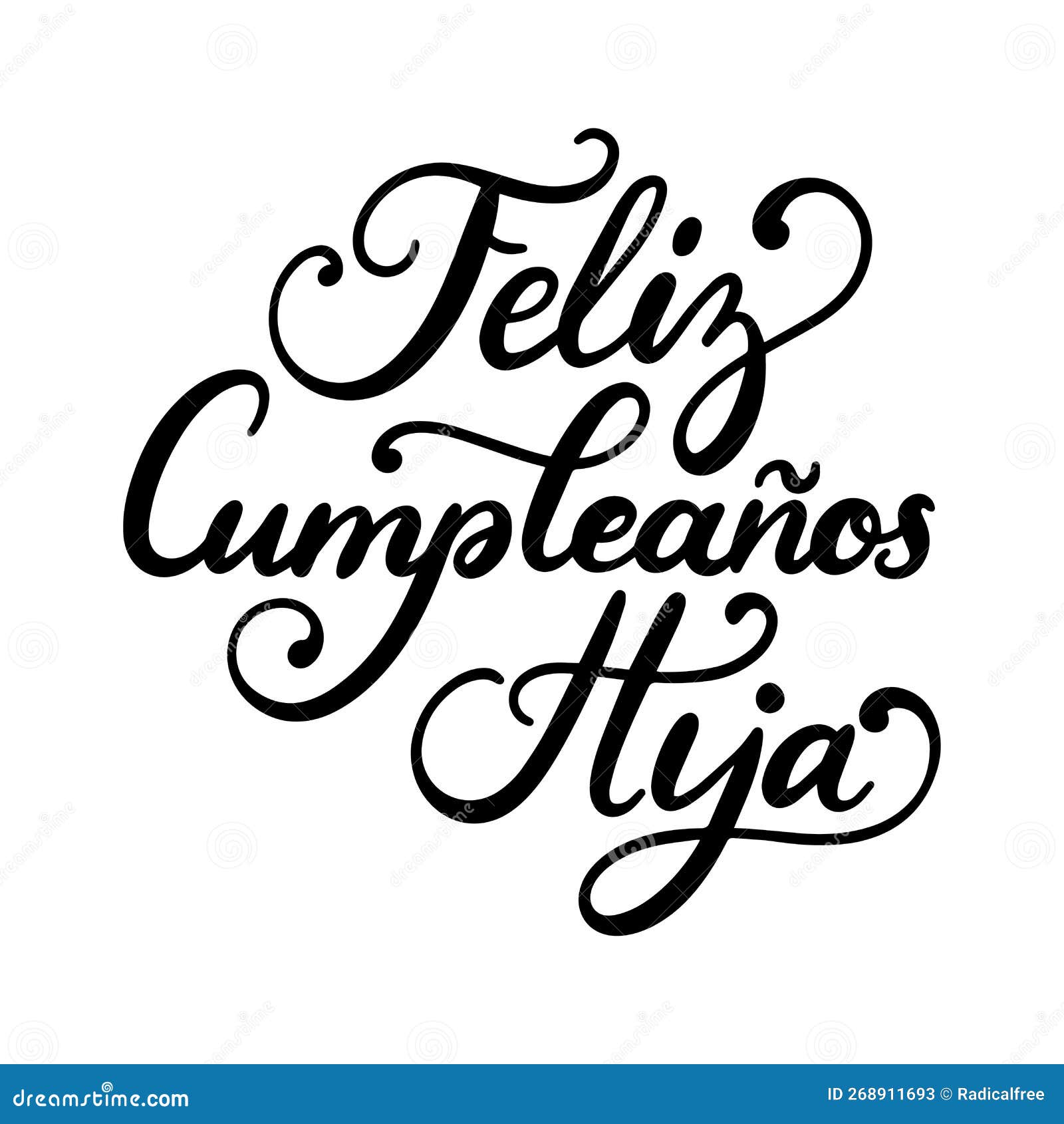 feliz cumpleanos hija, hand lettering in 