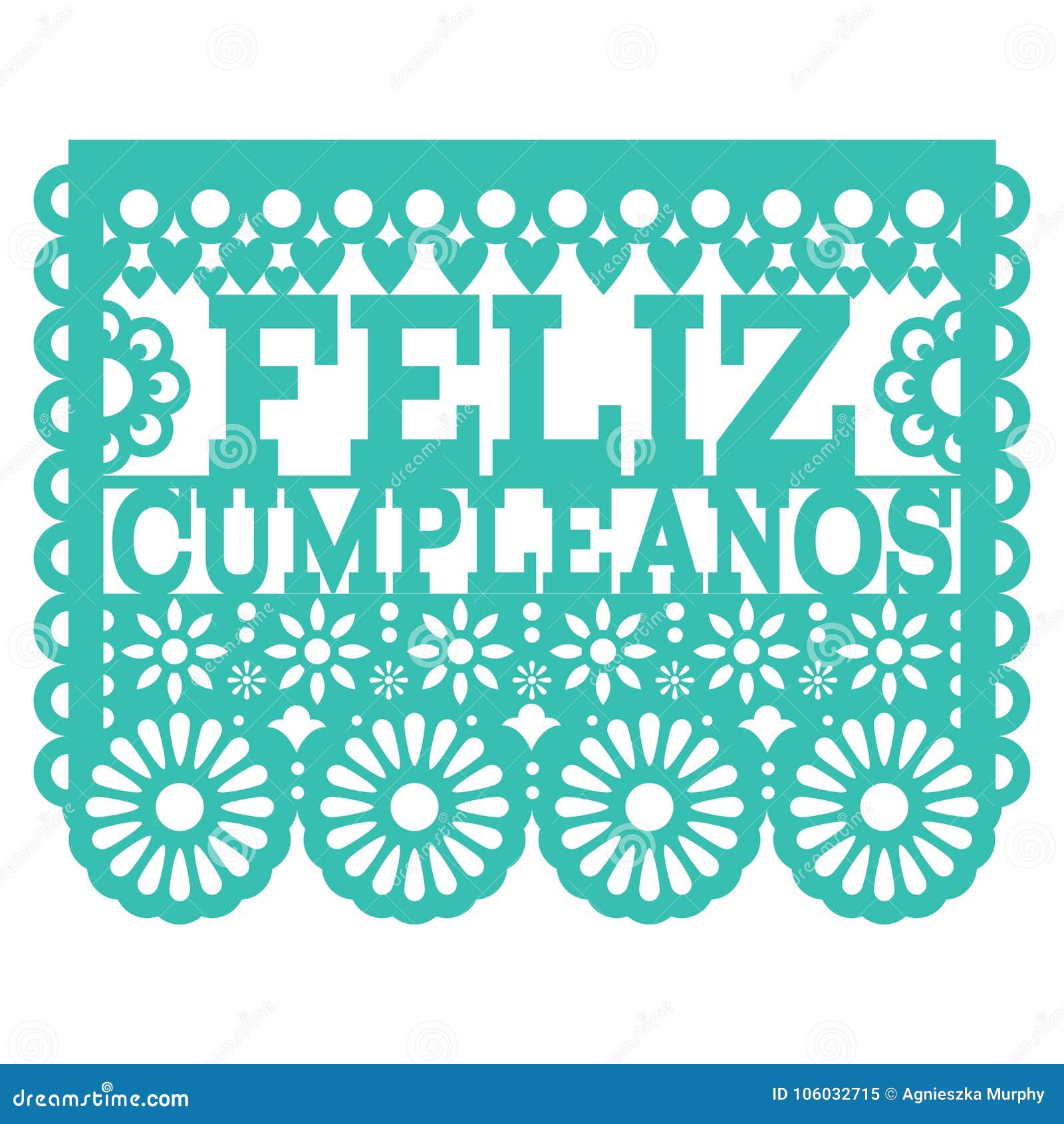 feliz cumpleanos papel picado  - mexican folk art happy birthday party , paper decoration with floral pattern