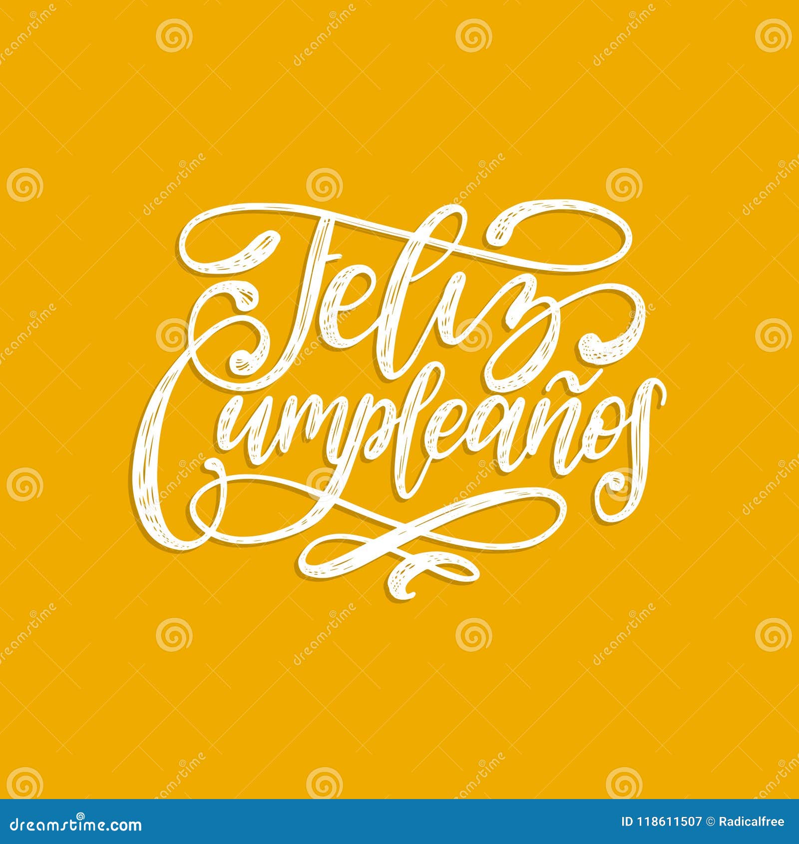 feliz cumpleanos translated from spanish happy birthday hand lettering.  u used for greeting card etc.