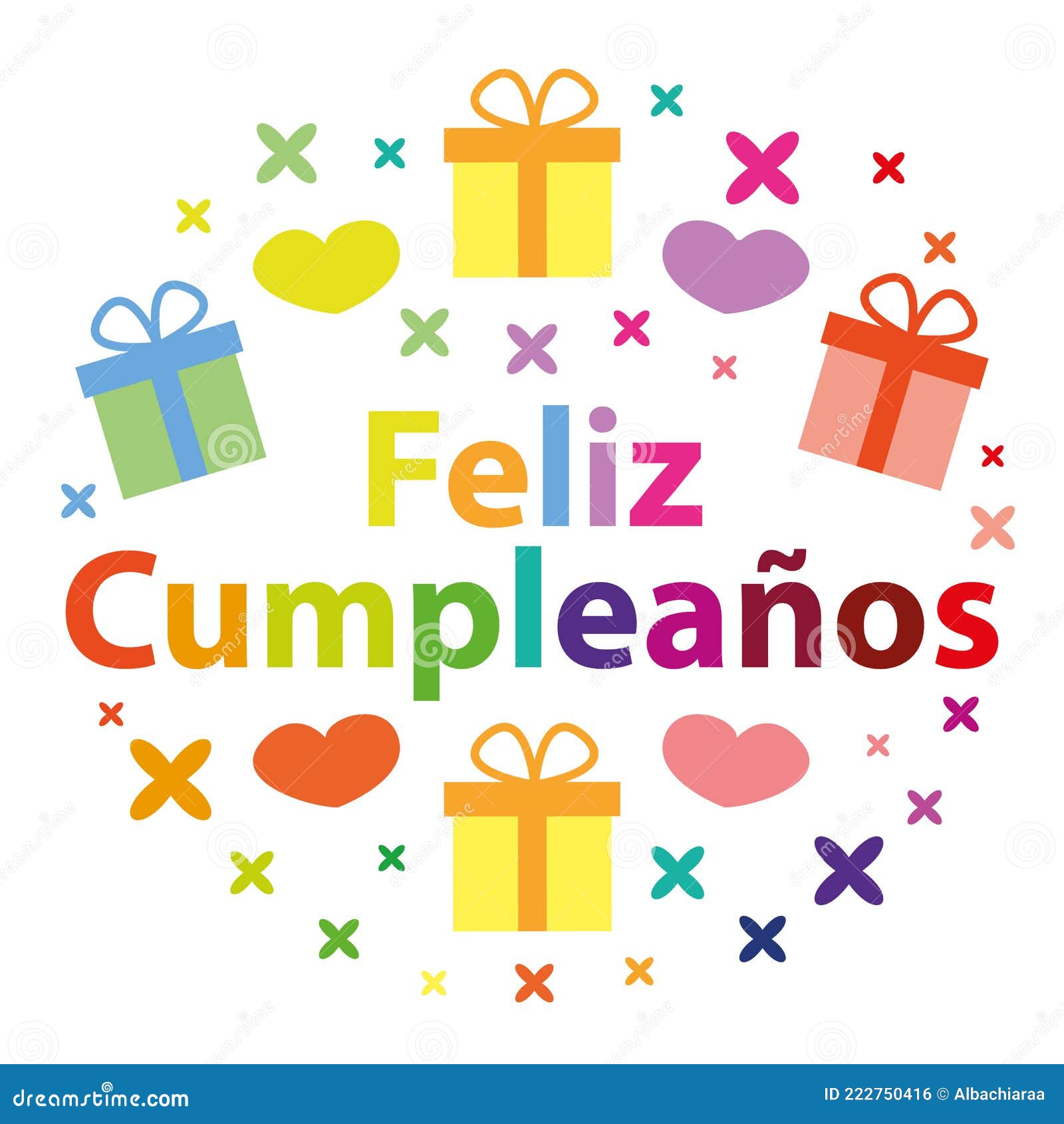 feliz cumpleaÃÂ±os. happy birthday in spanish. colorful  greeting card.