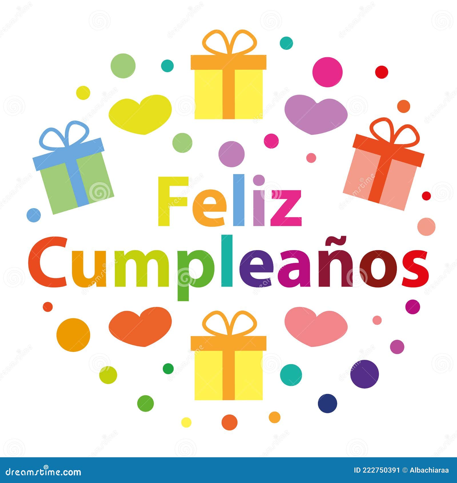 feliz cumpleaÃÂ±os. happy birthday in spanish. colorful  greeting card.
