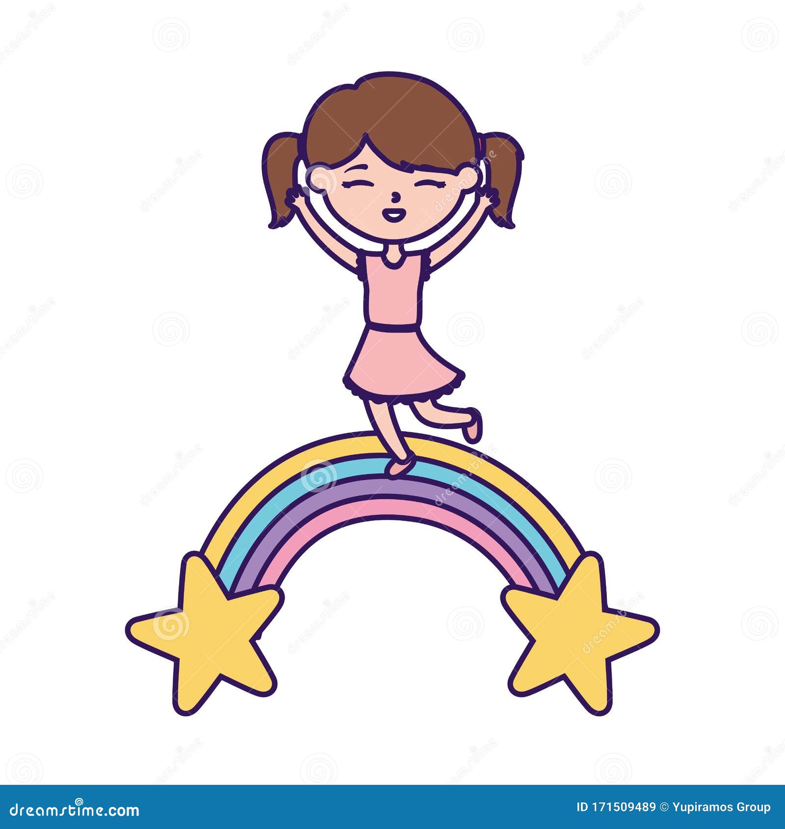 Feliz Día De Los Niños, Celebración De Niñas Pequeñas Estrellas Del Arco  Iris Dibujos Animados Ilustración del Vector - Ilustración de muestra,  arte: 171509489