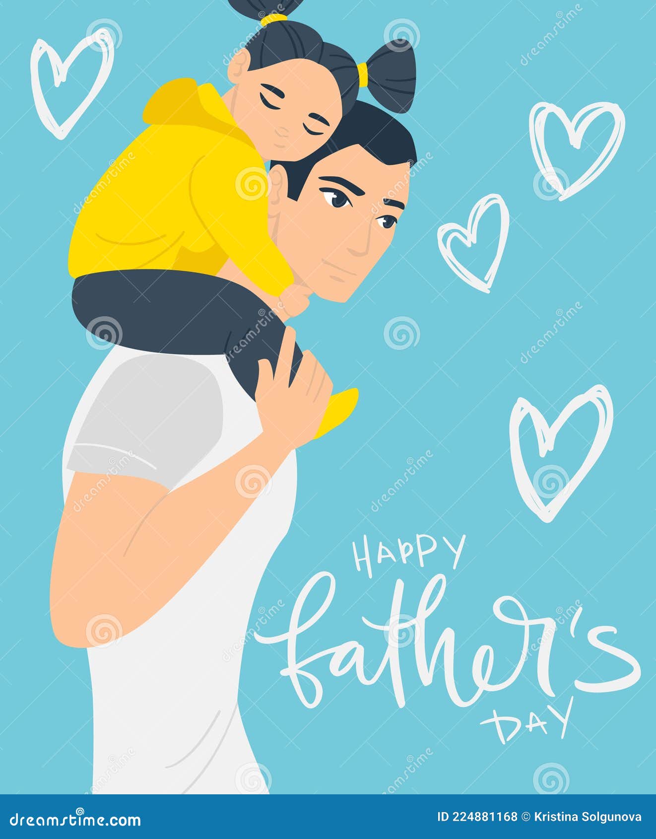 Feliz Día De Los Padres! Ilustración De Dibujos Animados Con Papá E Hija.  Tarjeta De Felicitación De Afiche De Las Festividades Li Ilustración del  Vector - Ilustración de gente, bandera: 224881168