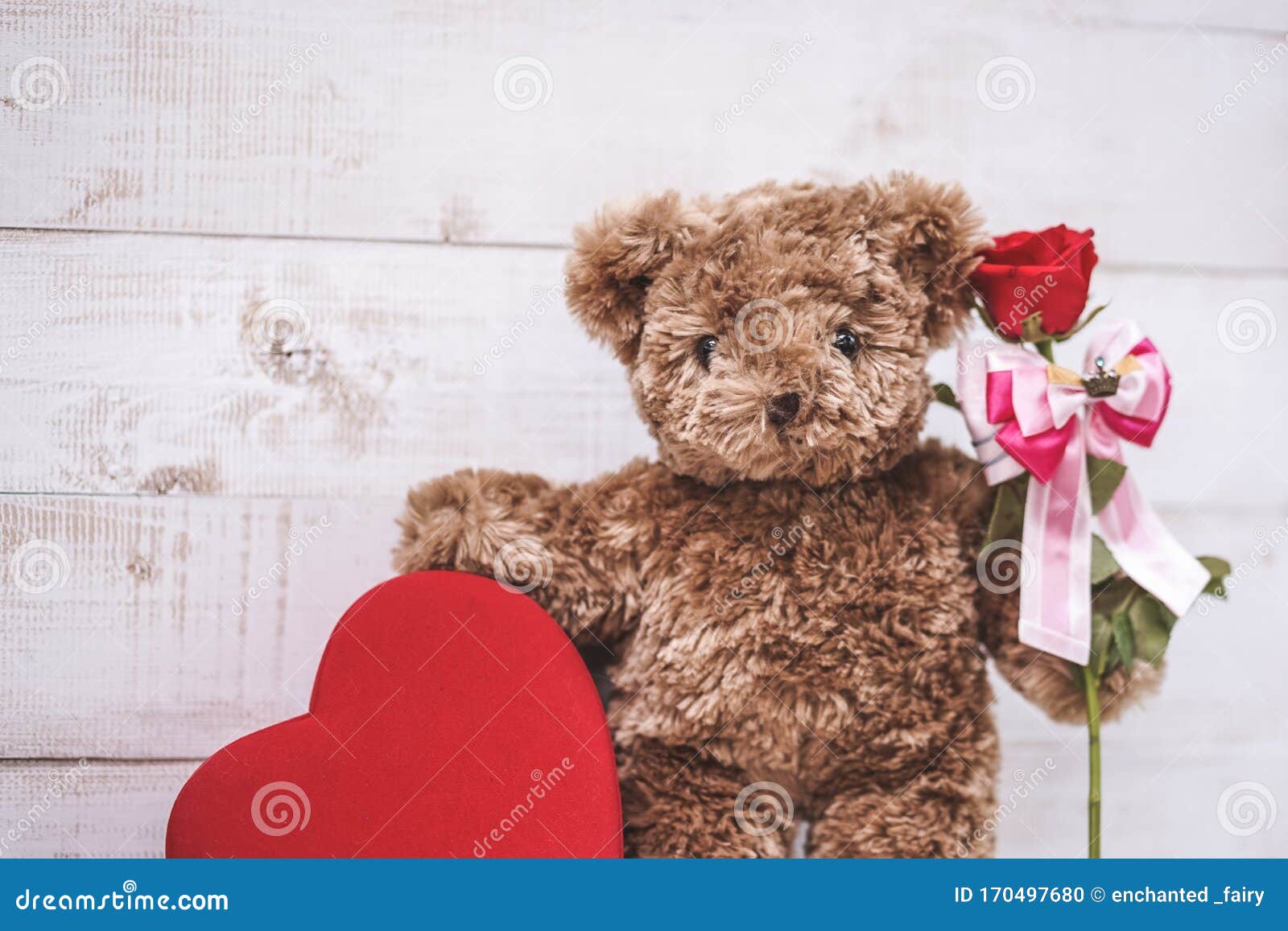 Día de San Valentín etc. Un Oso de Peluche encerrado en una caja Rose Regalo Para El Cumpleaños