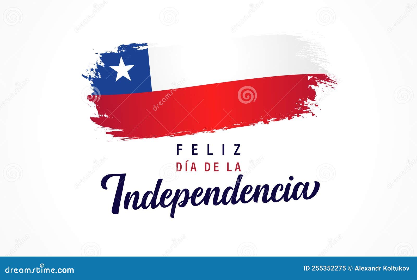 feliz dia de la independencia chile lettering and watercolor flag
