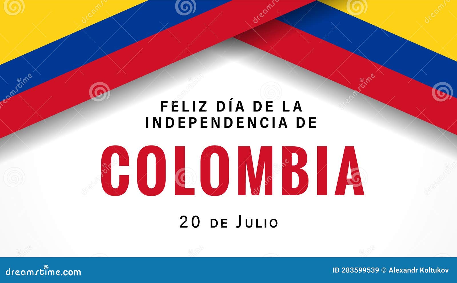 feliz dia de la independencia de colombia banner with flags