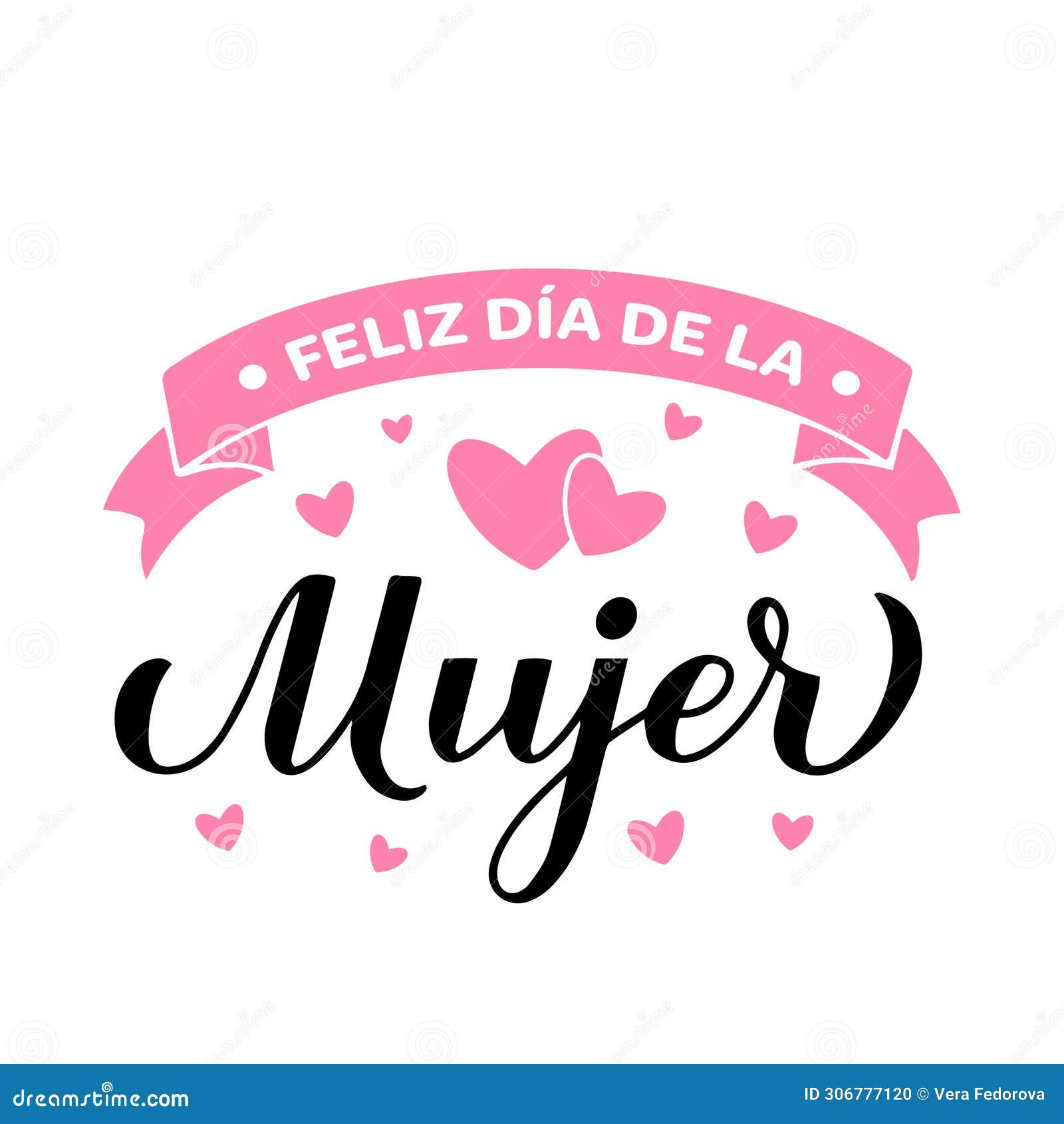 feliz dia de la mujer - happy womens day in spanish. calligraphy hand lettering  on white. international womans