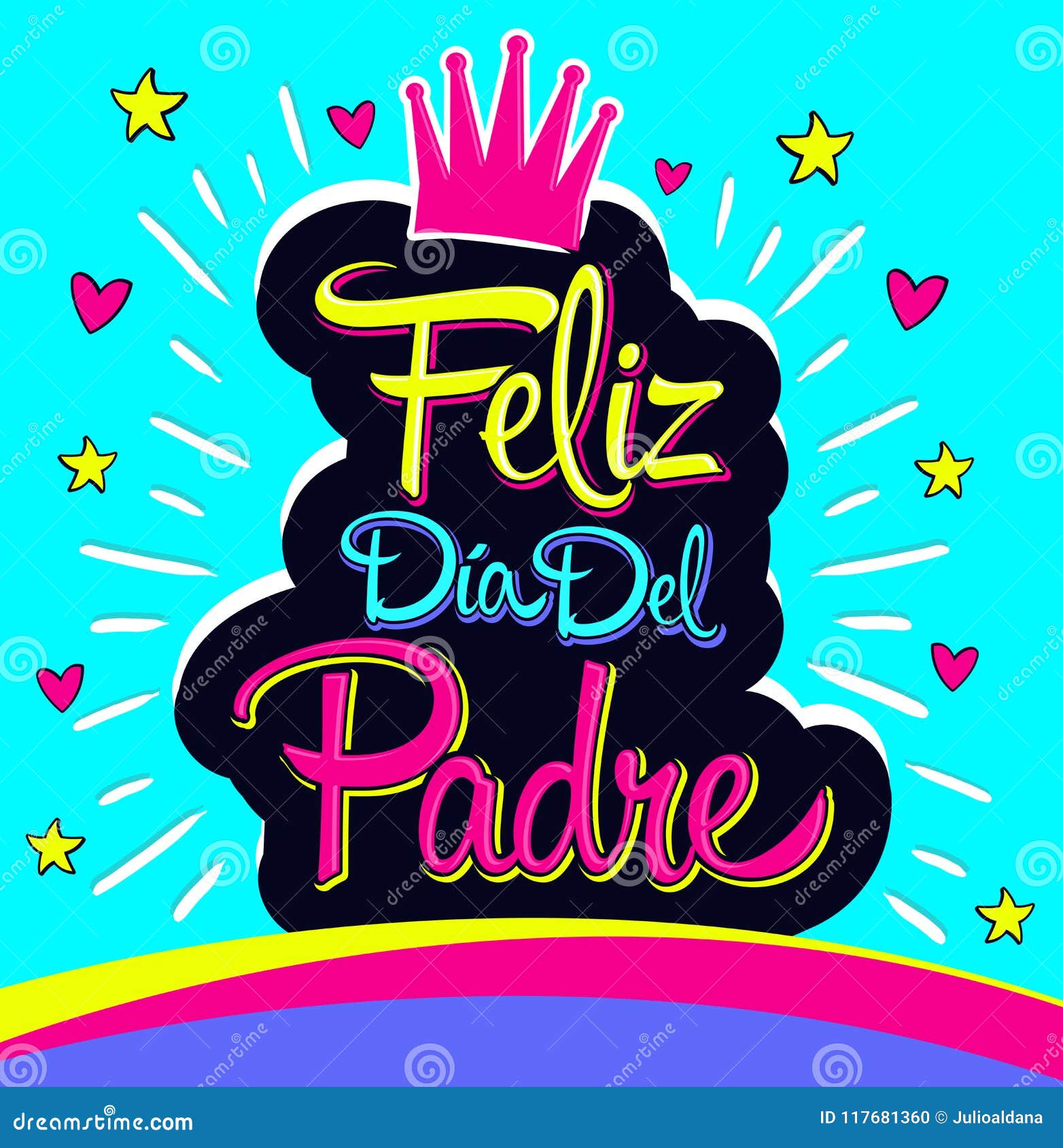 Feliz Dia Del Padre, Happy Fathers Day Spanish Text Stock Vector -  Illustration of hearts, design: 117681360