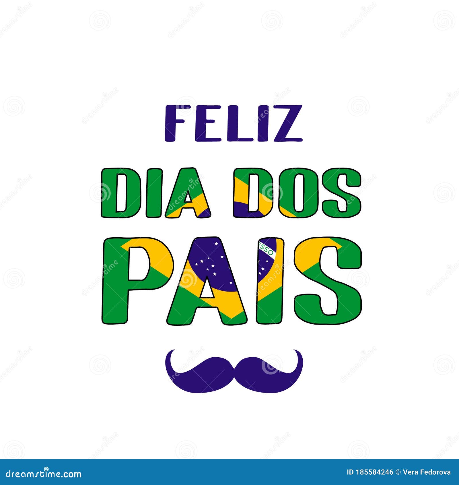 Feliz Dia Dos Pais Happy Father S Day in Portuguese Lettering with