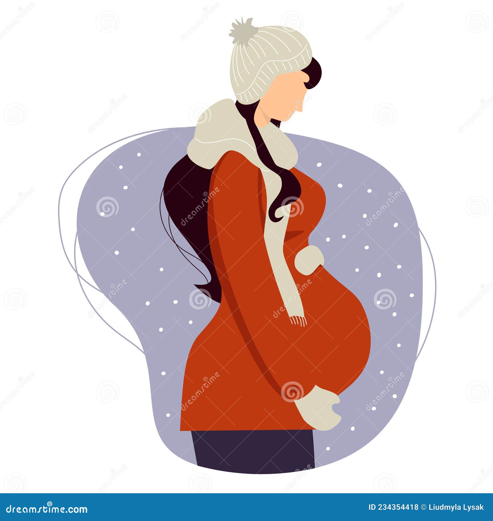 Feliz Embarazada Con Ropa De Invierno. Una Mujer Linda Abraza Su Vientre.  Ilustración Vectorial. Salud Y Maternidad De La Mujer Ilustración del  Vector - Ilustración de vector, caminata: 234354418