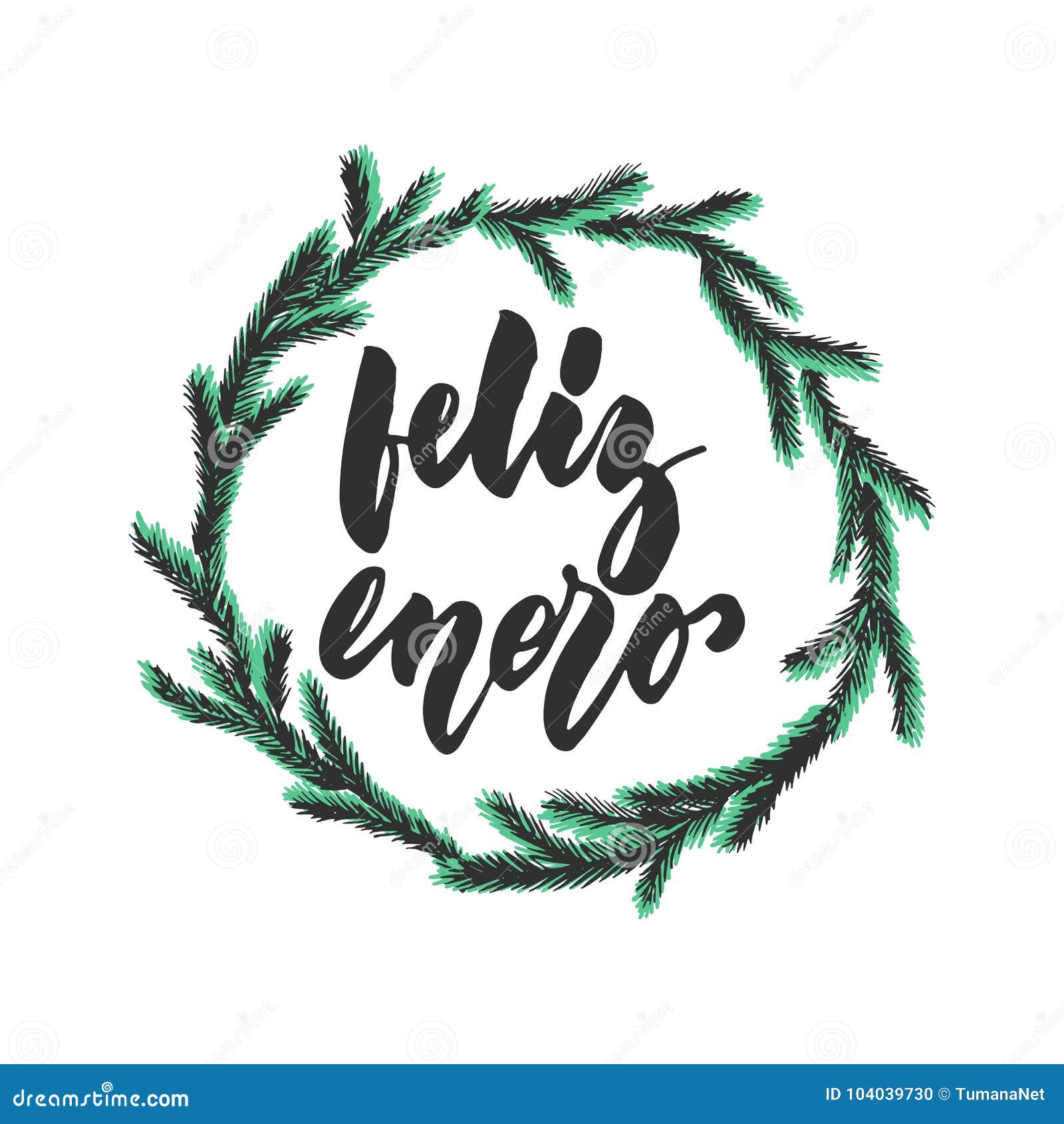feliz enero - happ january in spanish, hand drawn latin winter month lettering quote