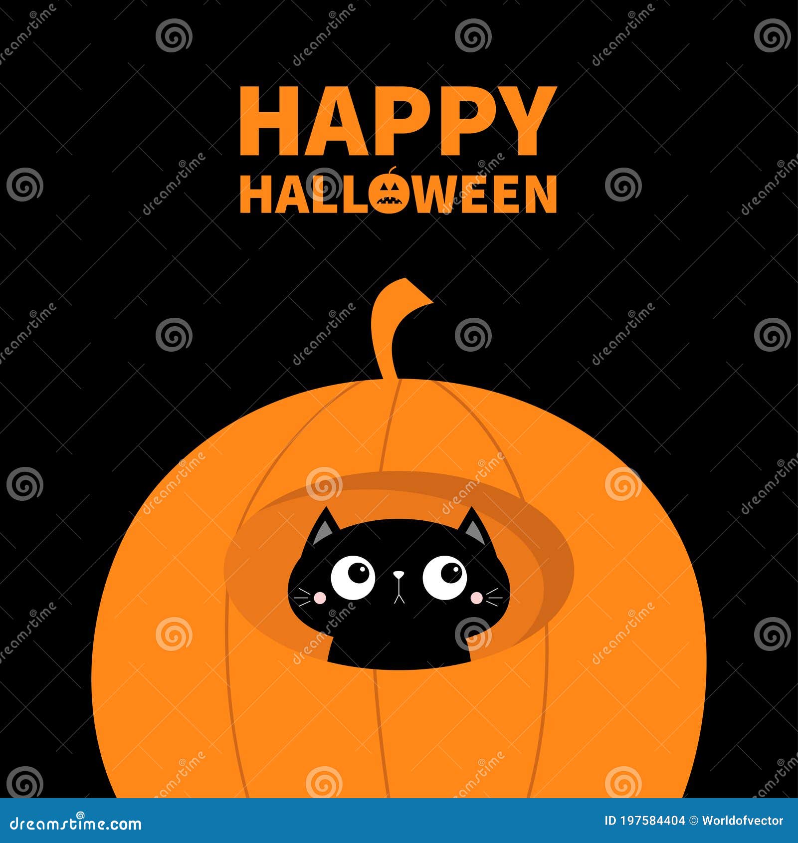 Feliz Halloween Cabeza De Cara De Gato Dentro De La Calabaza Personaje De  Dibujos Animados Bebé De Kawaii Boo Portada Para Portát Ilustración del  Vector - Ilustración de animal, historieta: 197584404