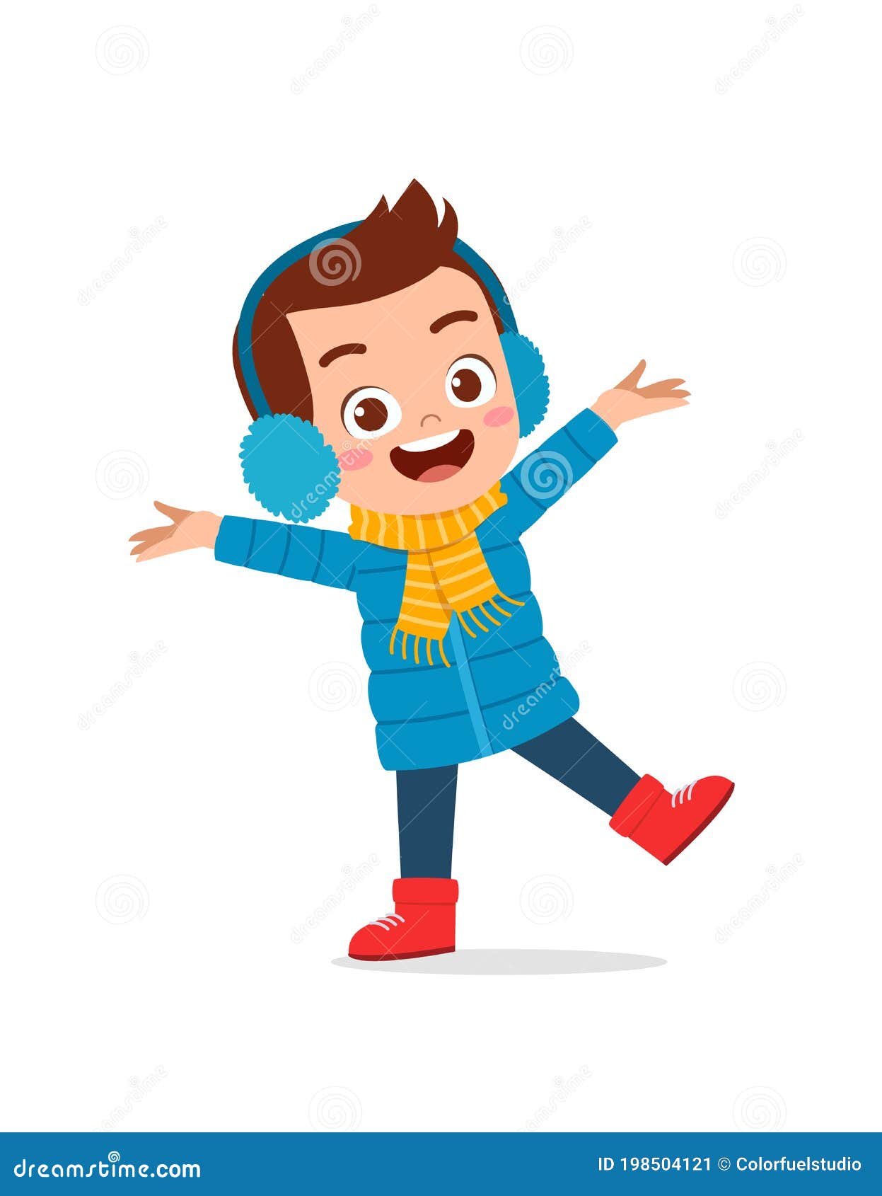 Feliz Lindo Niño Pequeño Jugar Y Usar Chaqueta En Invierno. Sonrisa  Infantil Con Ropa Abrigada Ilustración del Vector - Ilustración de  chaqueta, ropa: 198504121