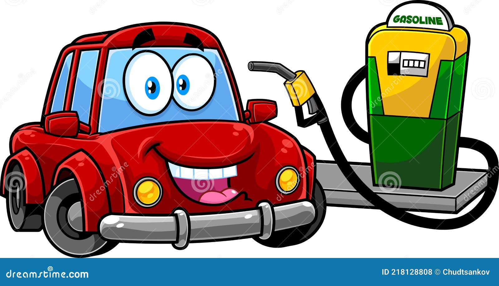 Feliz Lindo Personaje De Dibujos Animados De Coches En La Gasolinera Se  Llena De Combustible Ilustración del Vector - Ilustración de trazado,  alegre: 218128808