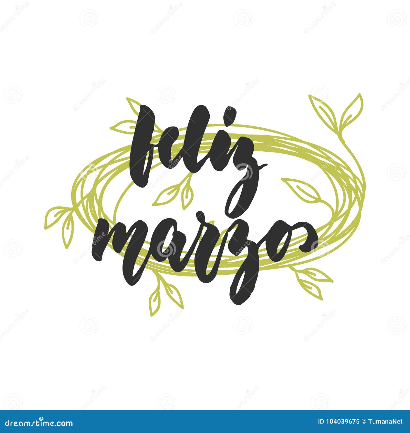 feliz marzo - happy march in spanish, hand drawn latin spring month lettering quote