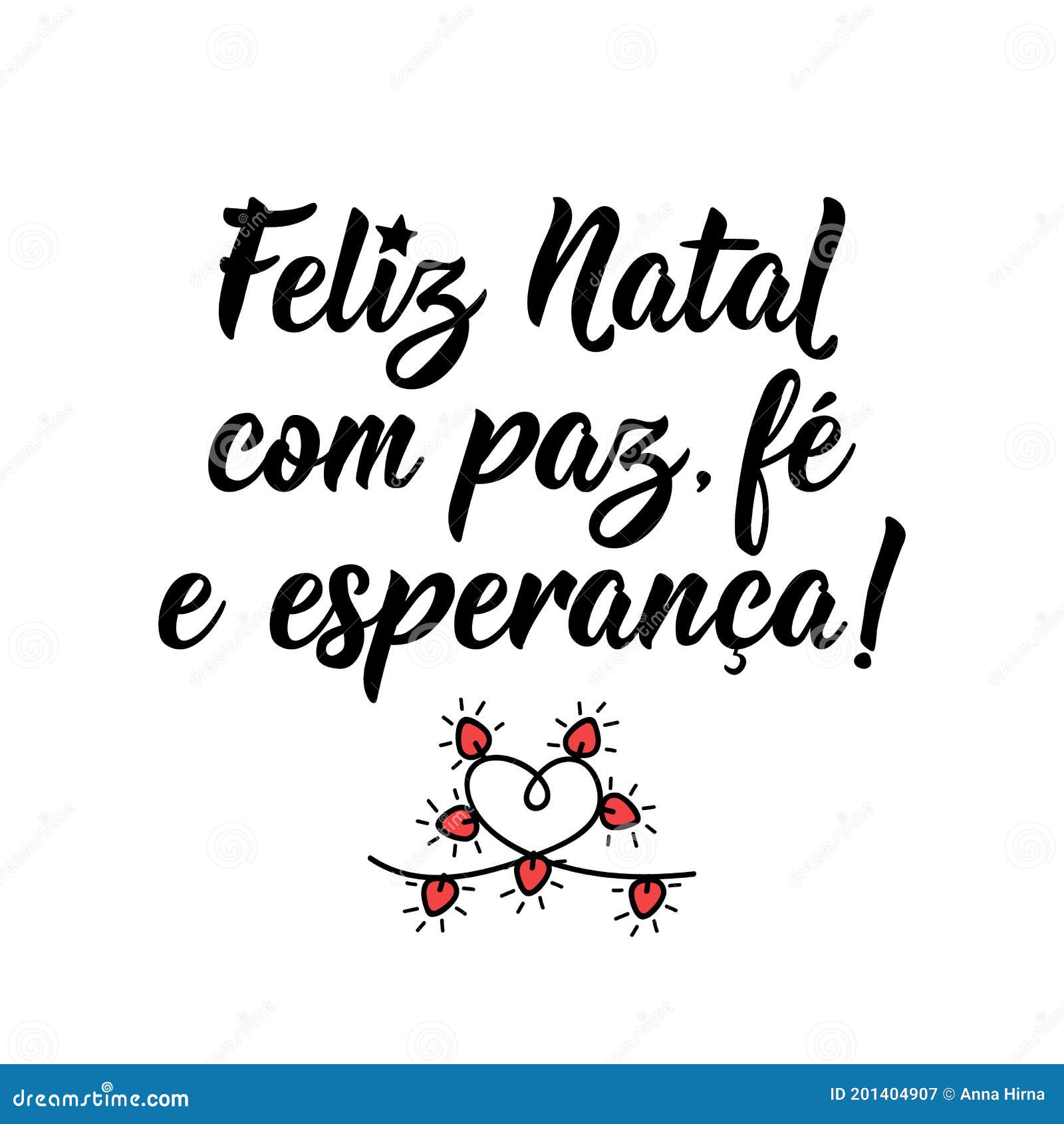 Feliz natal ilustração em português brasileiro com luzes de natal e
