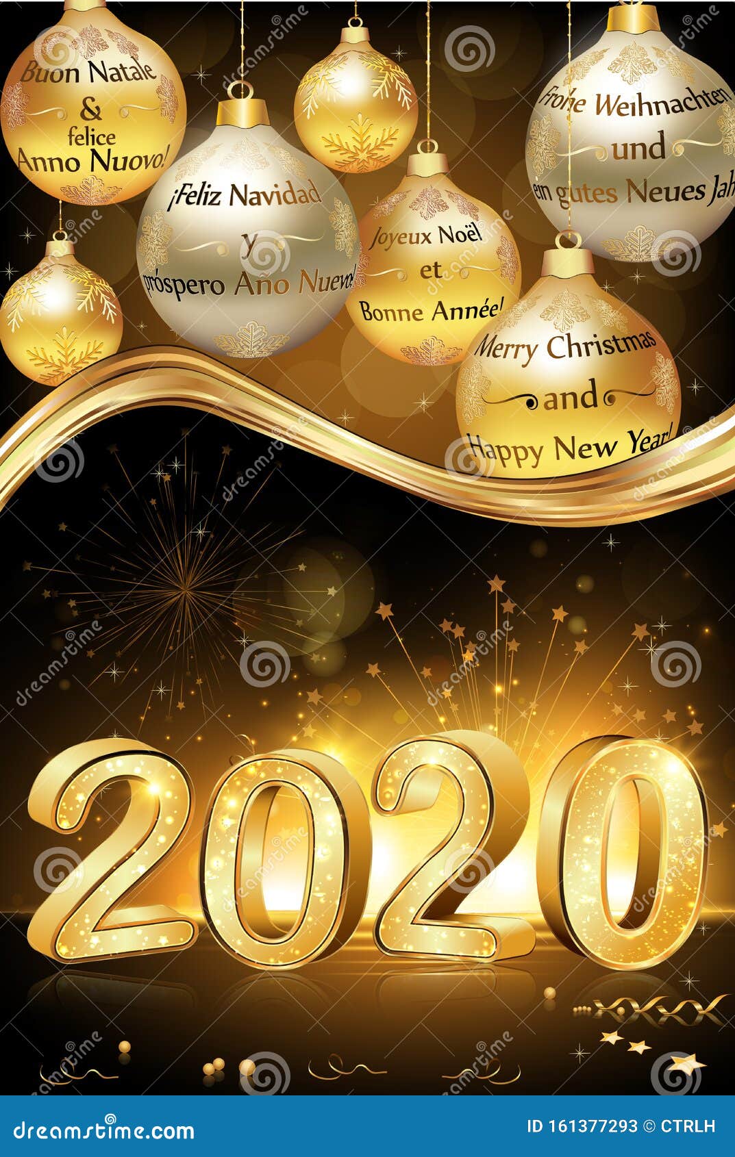 Feliz Natal E Feliz Ano Novo 2020, Escritos Em Várias Línguas Cartão De  Saudação Corporativo Ilustração Stock - Ilustração de natal, companhias:  161377293