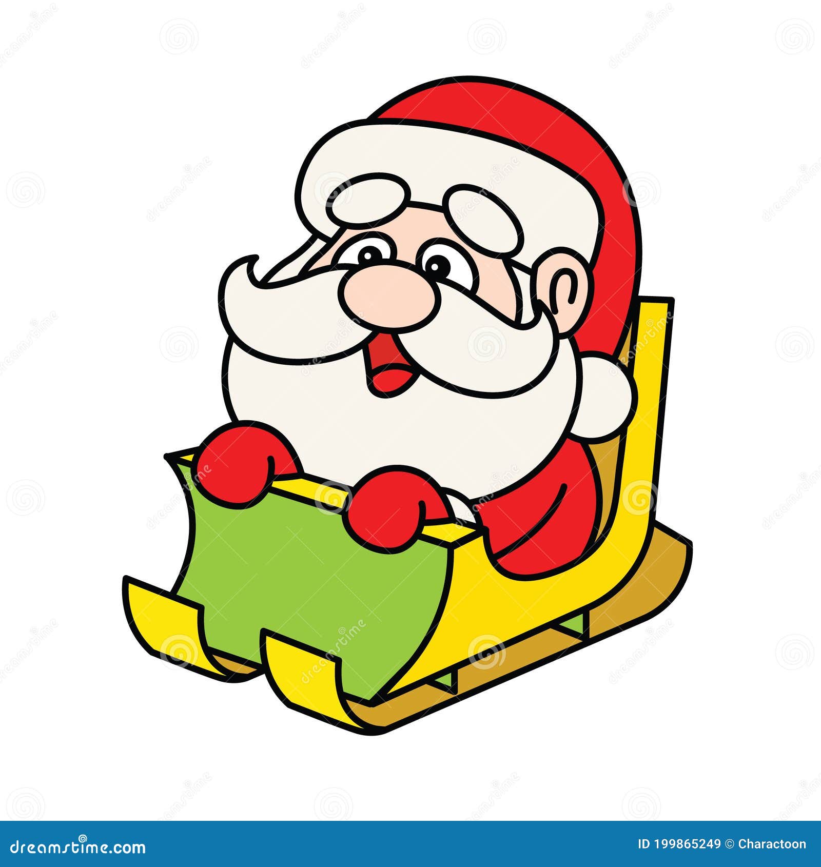 Feliz Navidad. Dibujos Animados Lindo Santa Claus Sobre El Trineo.  Ilustración del Vector - Ilustración de santa, historieta: 199865249