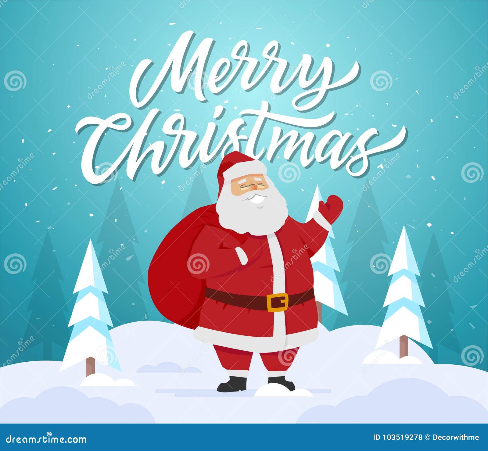 Feliz Navidad - Ejemplo De Los Personajes De Dibujos Animados Con Santa  Claus Ilustración del Vector - Ilustración de color, regalo: 103519278