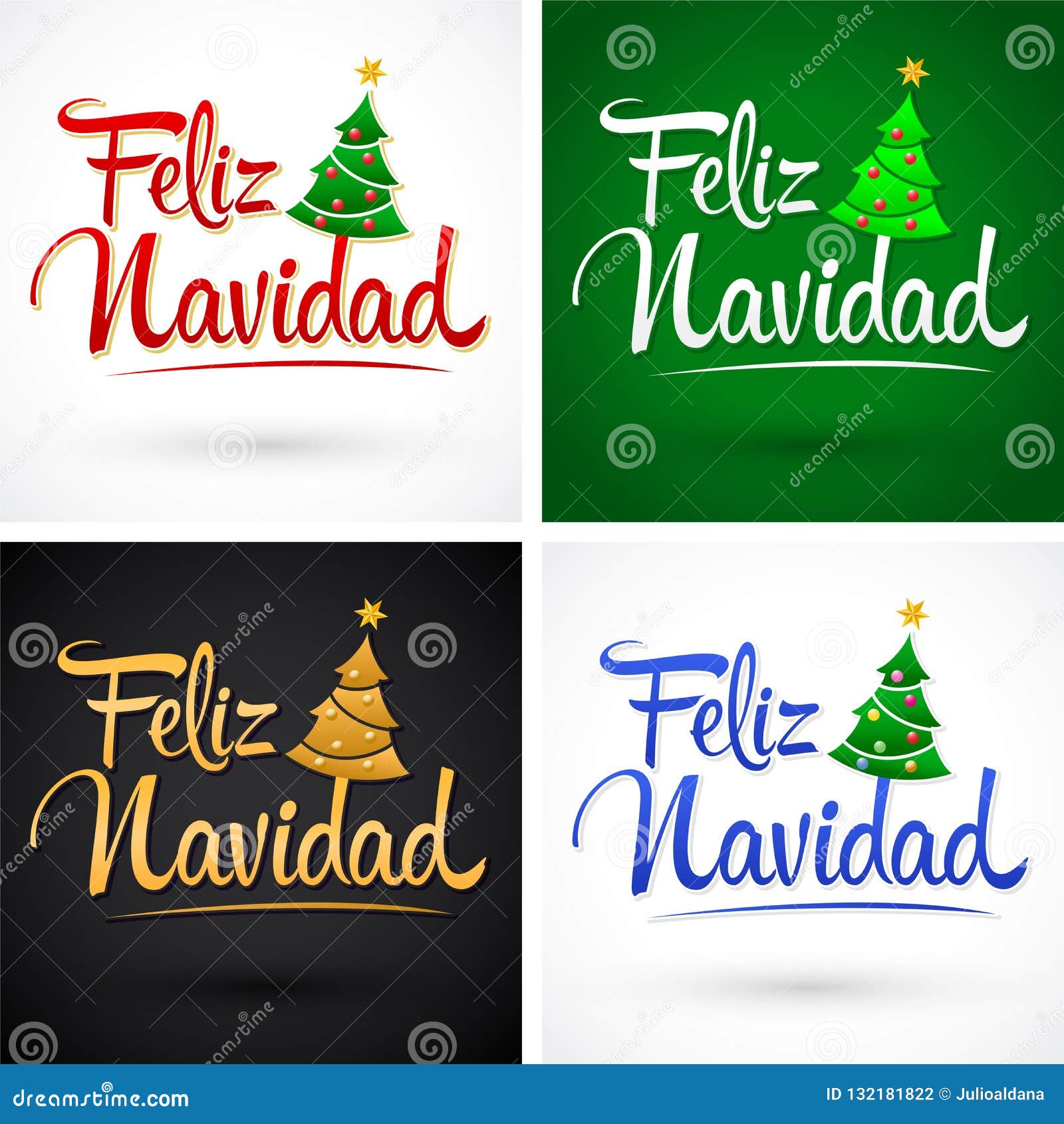 Cartão de natal em espanhol tradução em inglês feliz natal ilustração em  vetor de saudação de natal