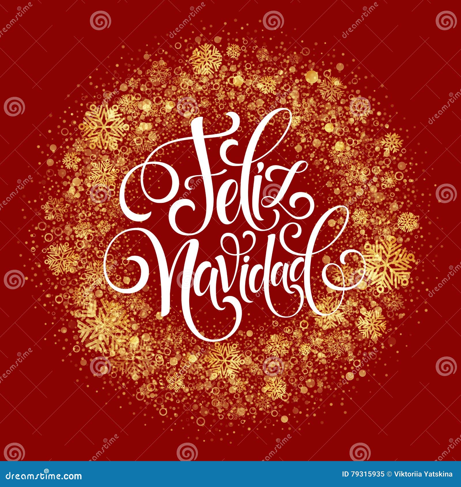 Feliz Navidad hand lettering decoration text for greeting card design template Merry Christmas typography label