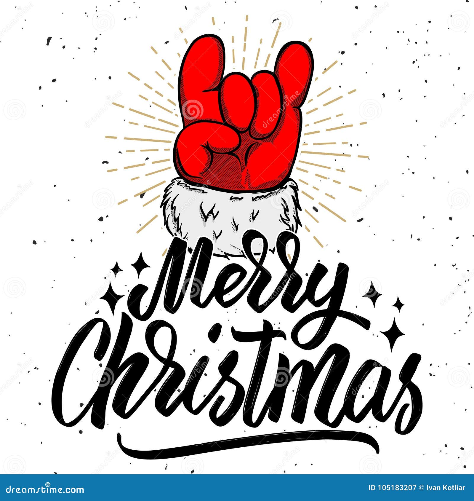 Feliz Navidad Mano De Santa Claus Con La Muestra Del Rock-and-roll  Ilustración del Vector - Ilustración de inconformista, noel: 105183207