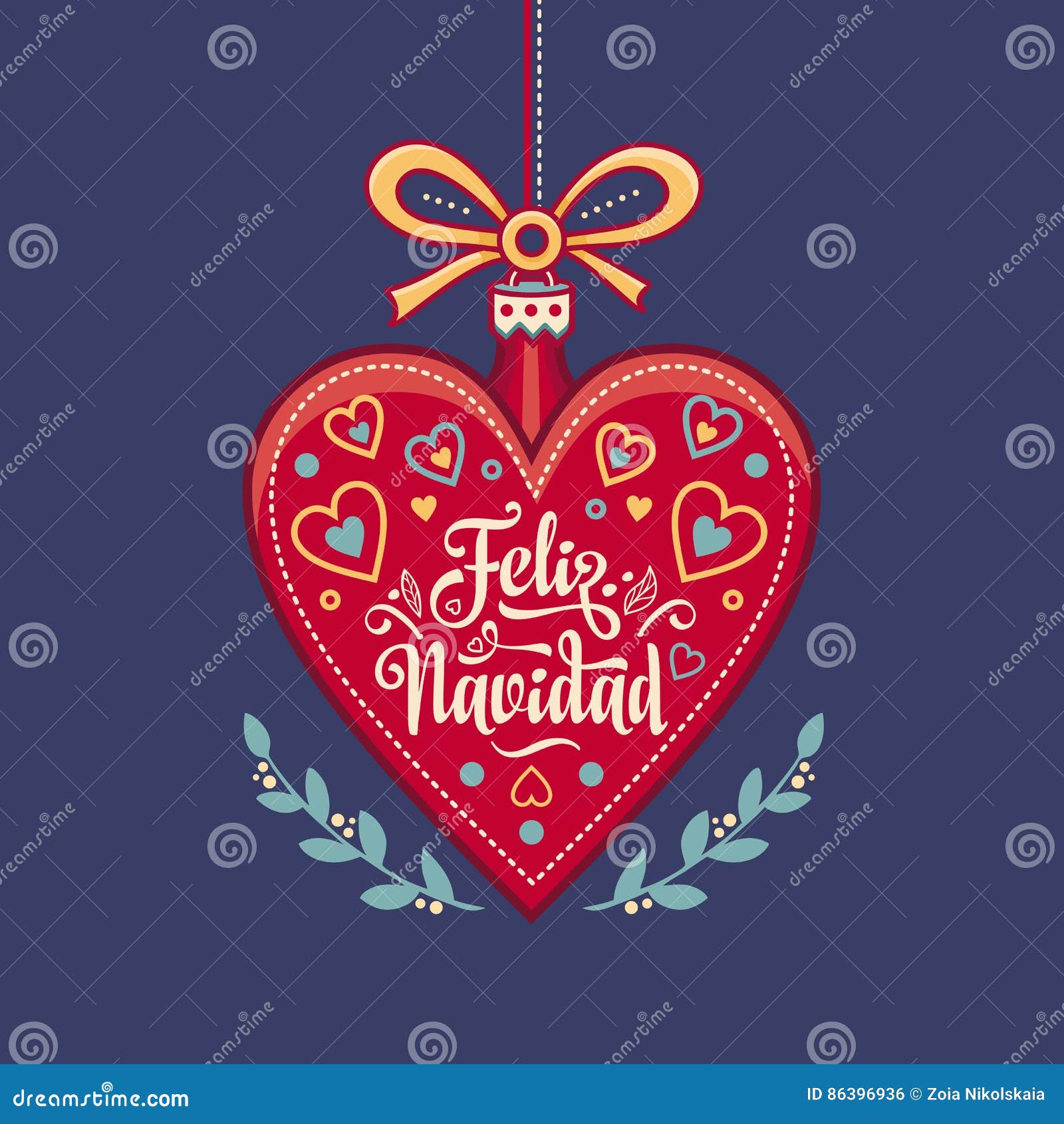 feliz navidad. xmas card on spanish language. warm wishes for happy holidays