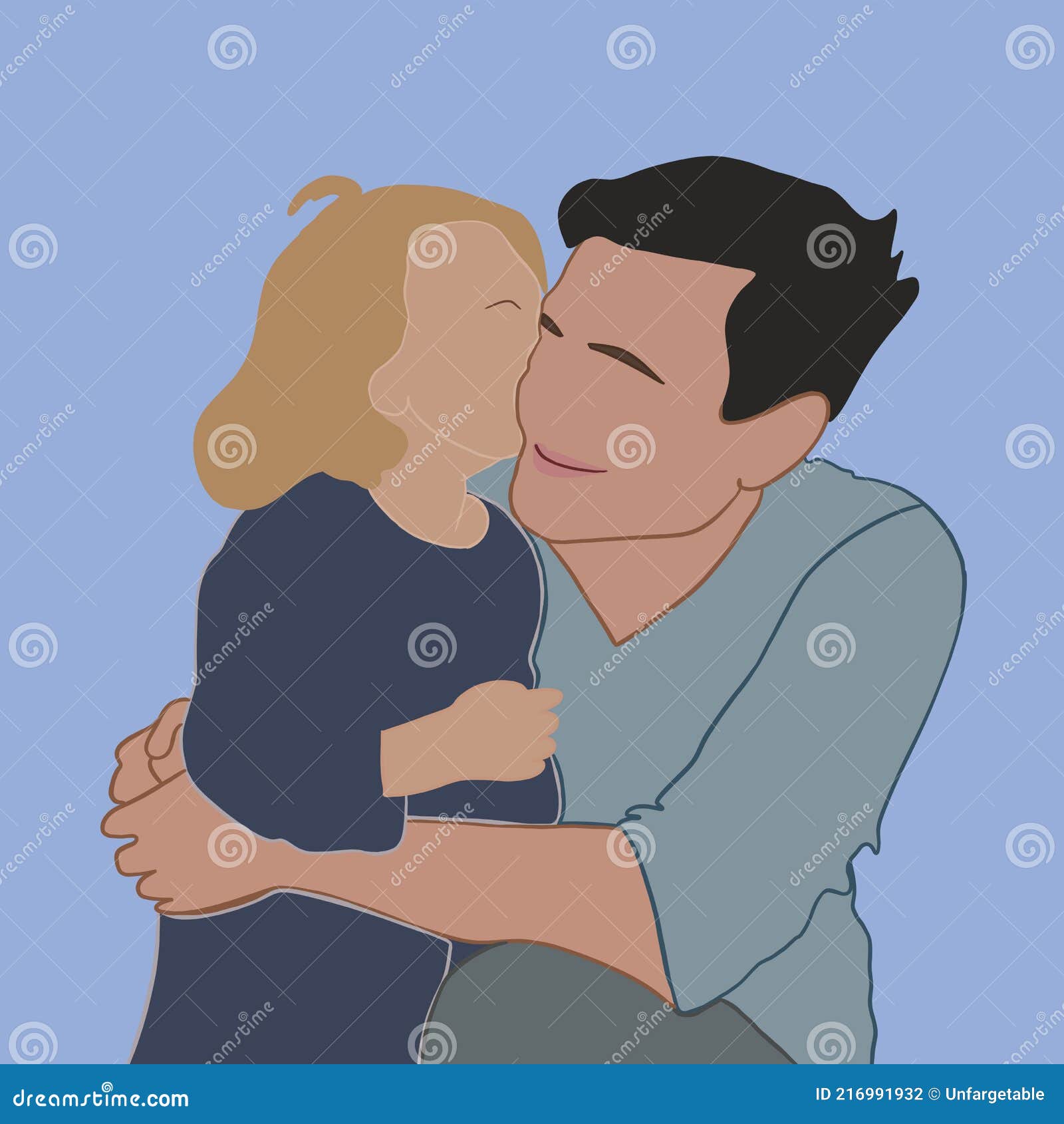 Feliz Padre E Hija Color Ilustración Stock de ilustración - Ilustración de  cara, feliz: 216991932